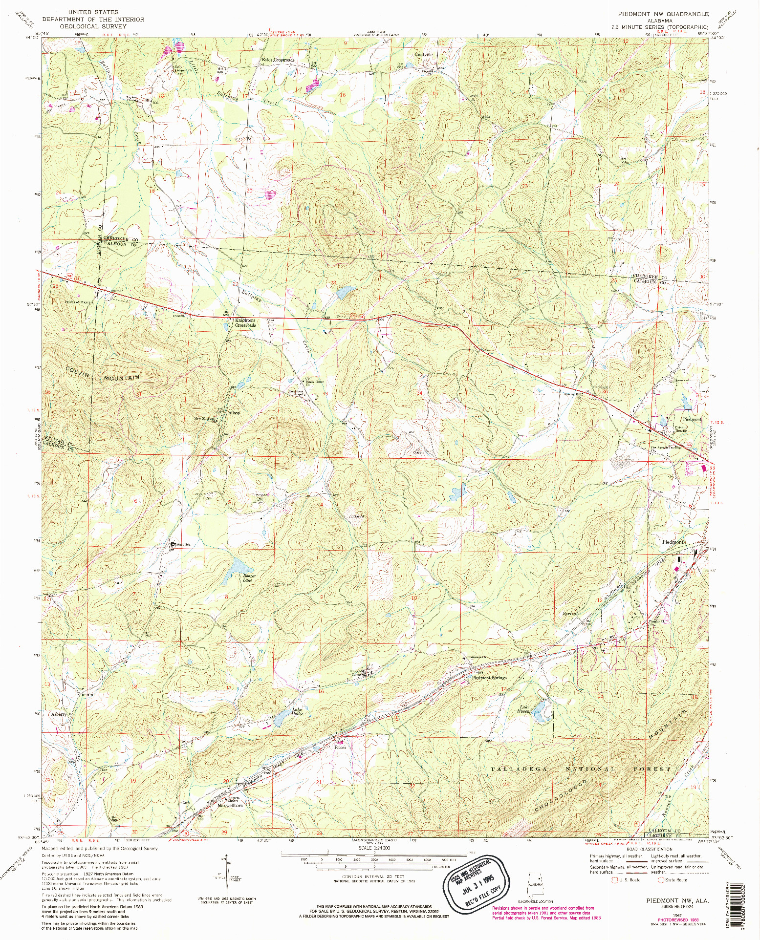 USGS 1:24000-SCALE QUADRANGLE FOR PIEDMONT NW, AL 1967