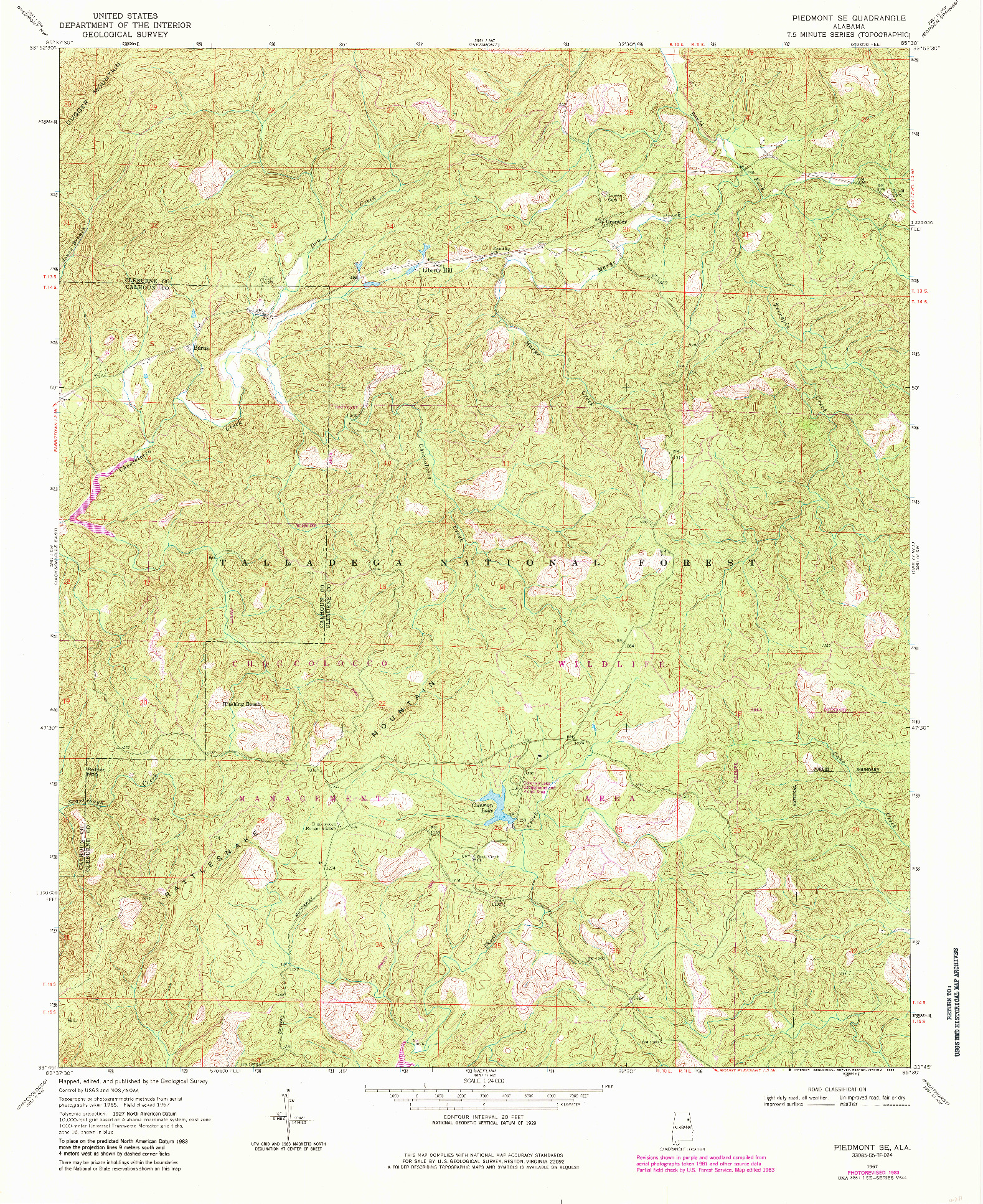 USGS 1:24000-SCALE QUADRANGLE FOR PIEDMONT SE, AL 1967