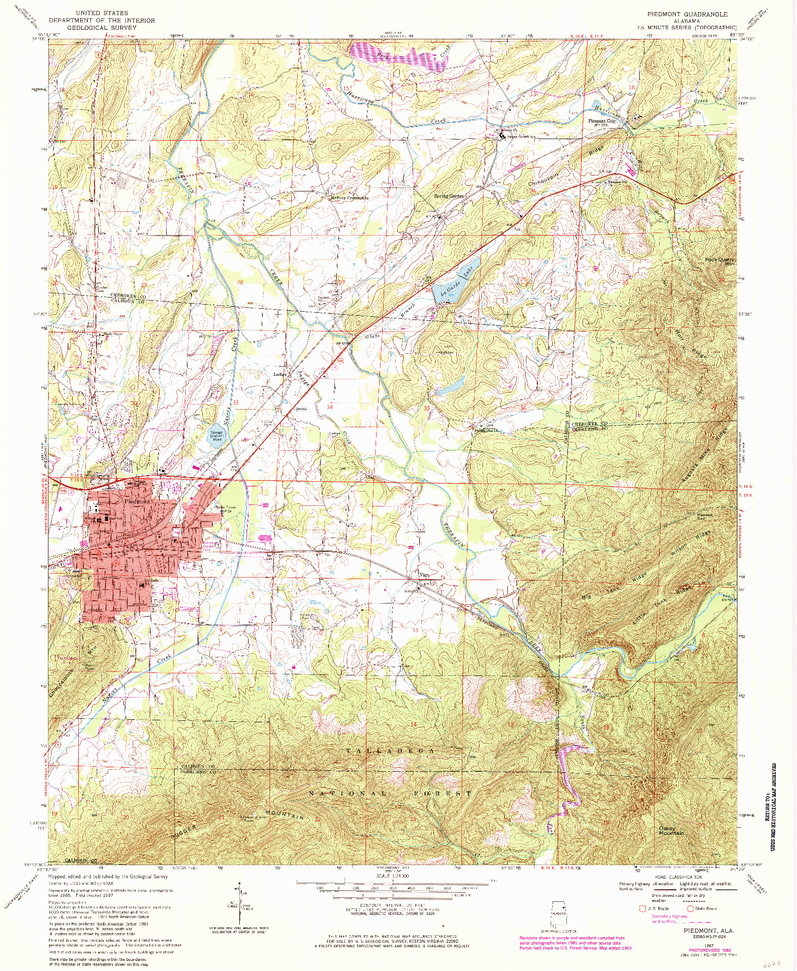USGS 1:24000-SCALE QUADRANGLE FOR PIEDMONT, AL 1967