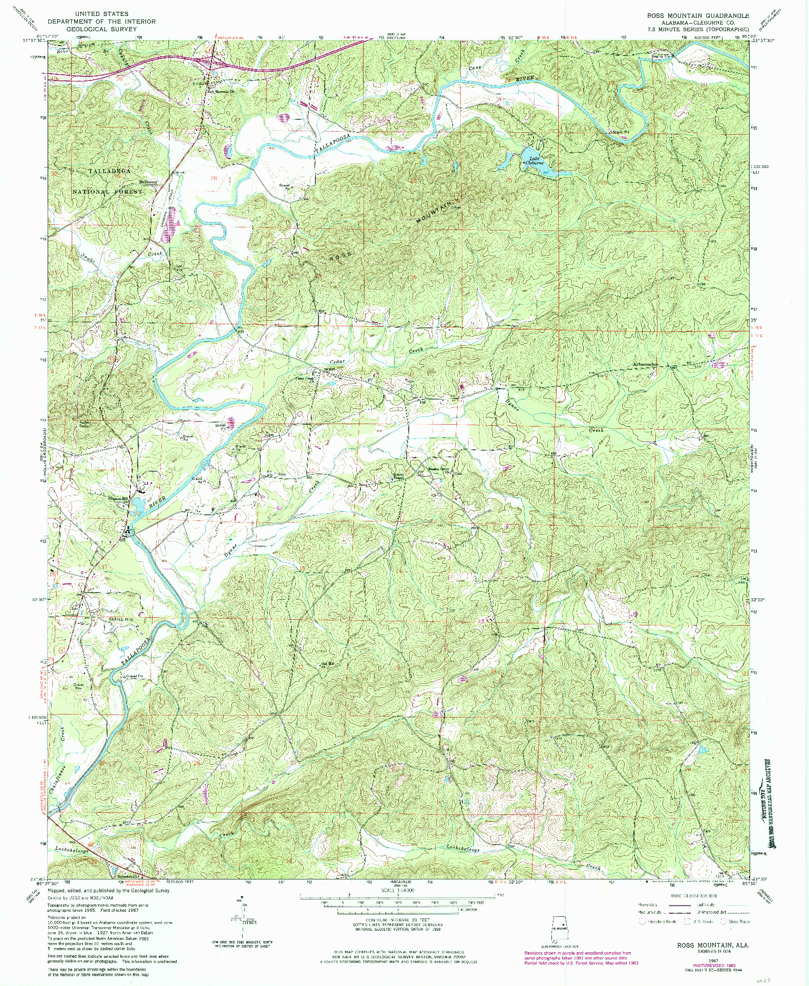 USGS 1:24000-SCALE QUADRANGLE FOR ROSS MOUNTAIN, AL 1967