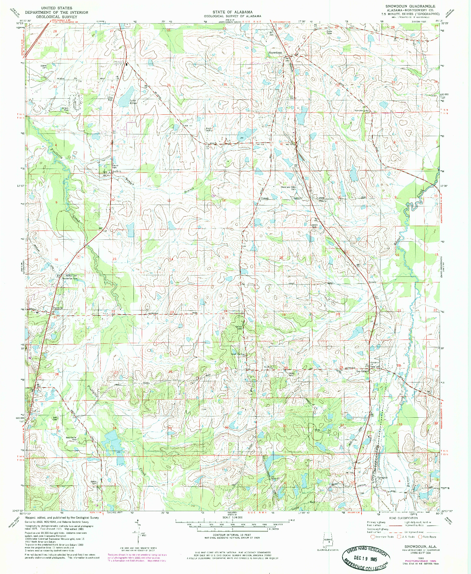 USGS 1:24000-SCALE QUADRANGLE FOR SNOWDOUN, AL 1981