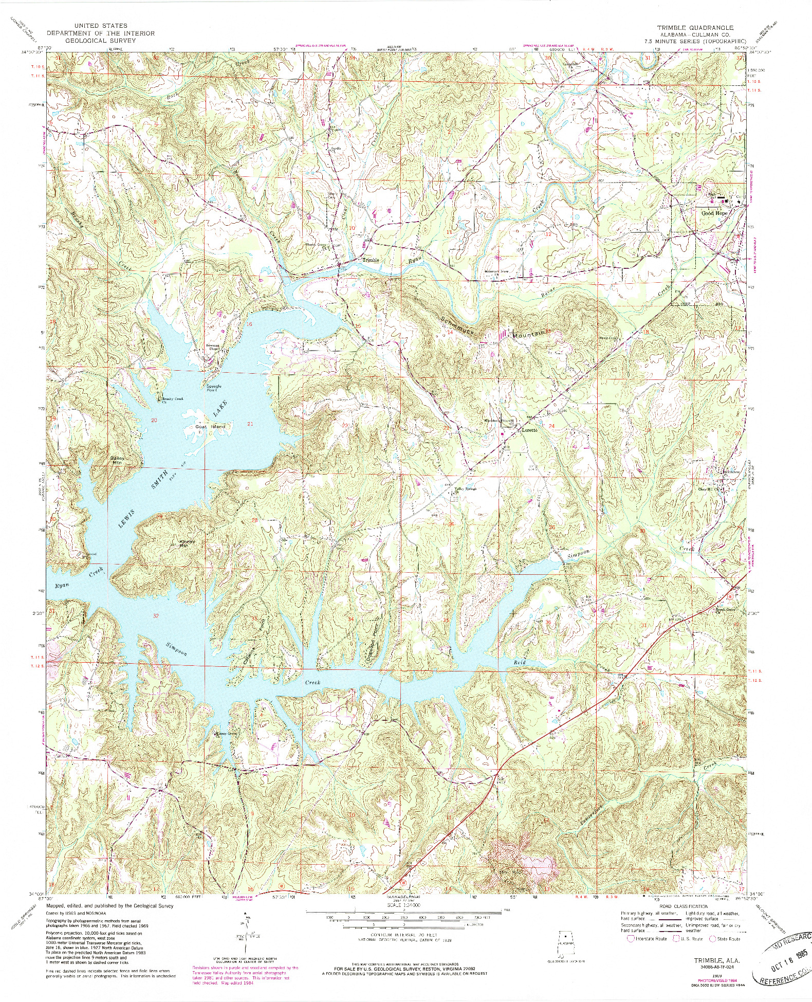 USGS 1:24000-SCALE QUADRANGLE FOR TRIMBLE, AL 1969