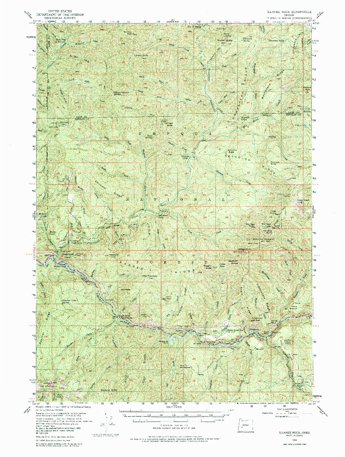 USGS 1:62500-SCALE QUADRANGLE FOR ILLAHEE ROCK, OR 1955
