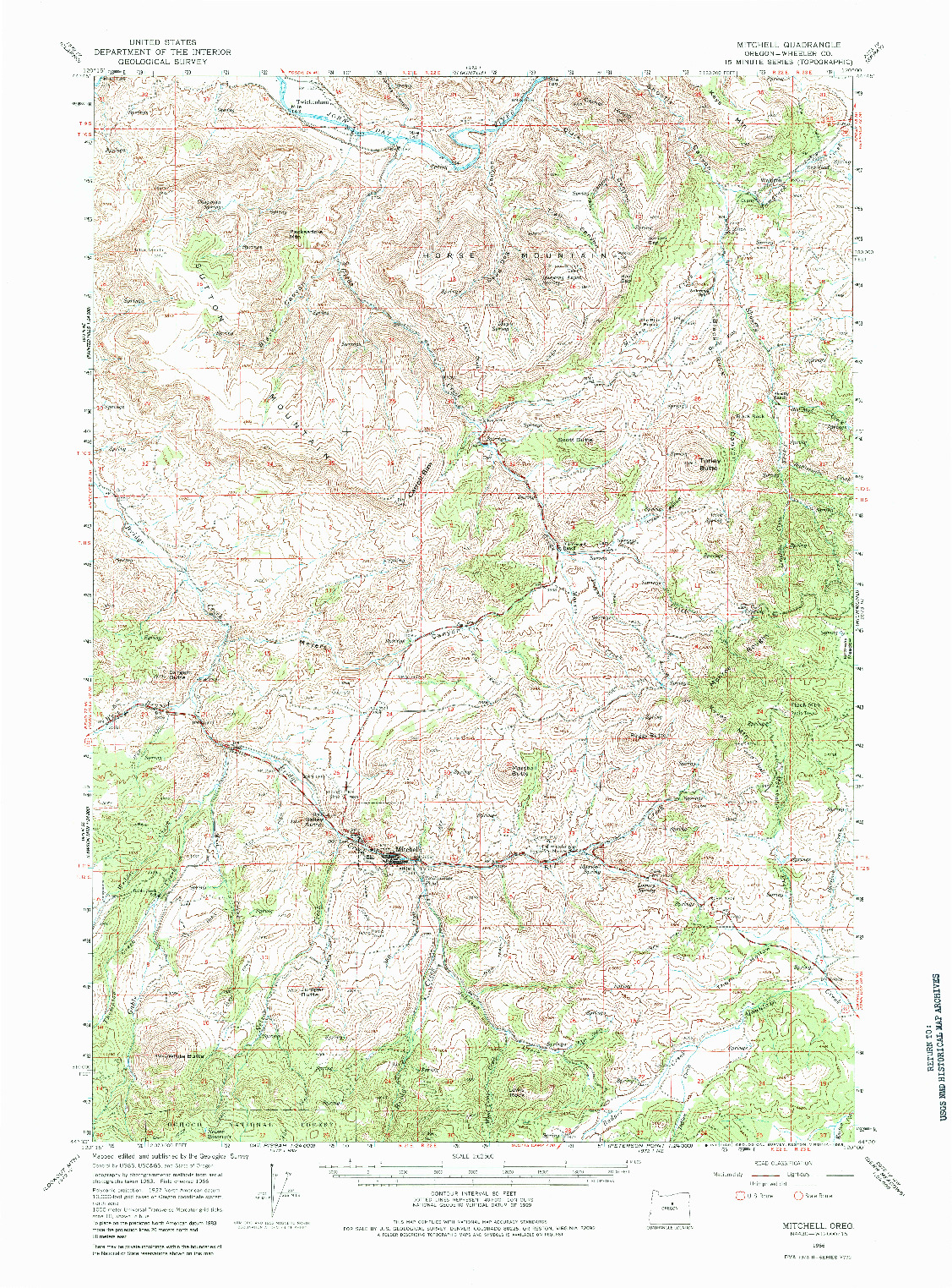 USGS 1:62500-SCALE QUADRANGLE FOR MITCHELL, OR 1966