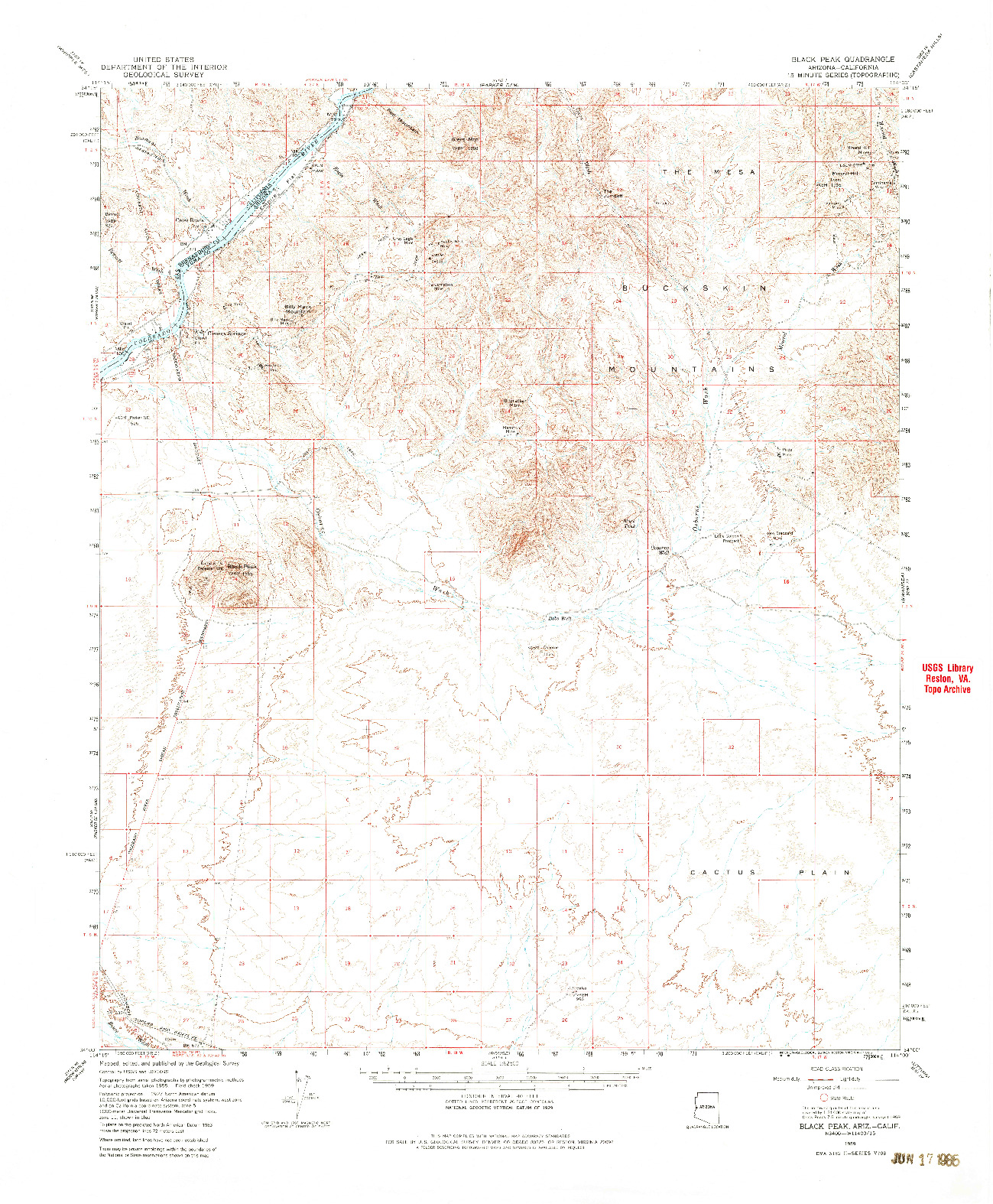USGS 1:62500-SCALE QUADRANGLE FOR BLACK PEAK, AZ 1959