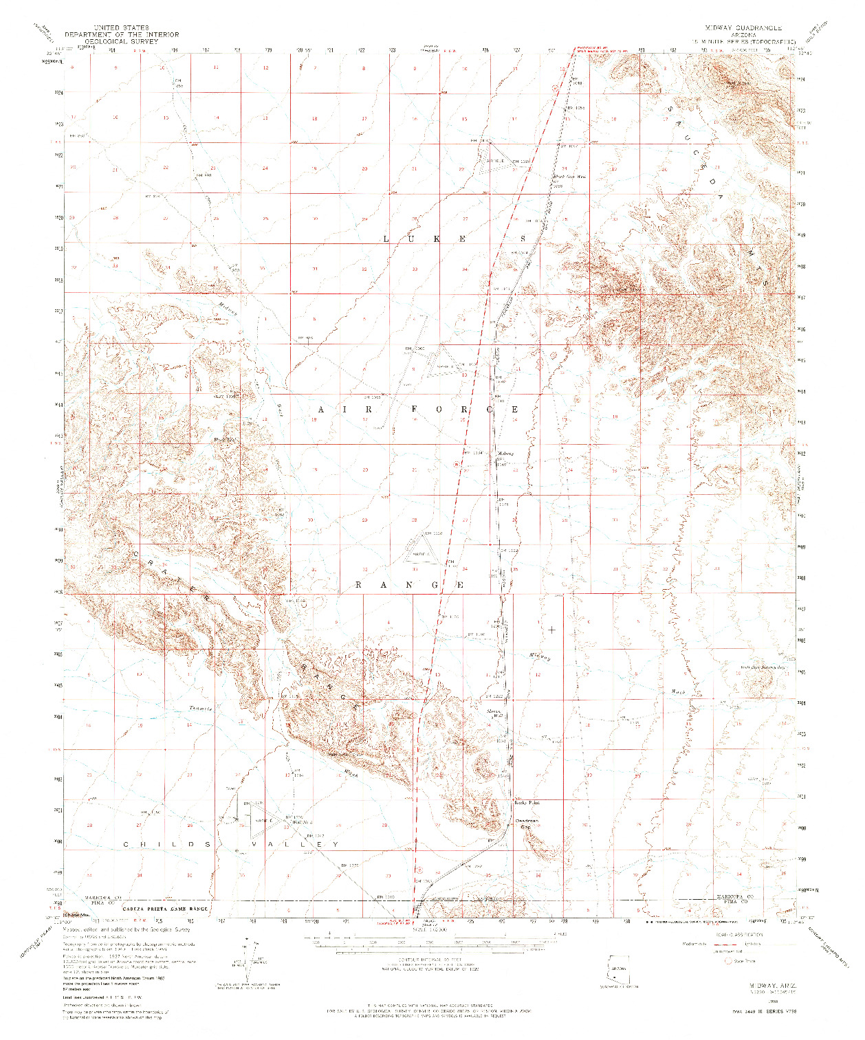 USGS 1:62500-SCALE QUADRANGLE FOR MIDWAY, AZ 1958