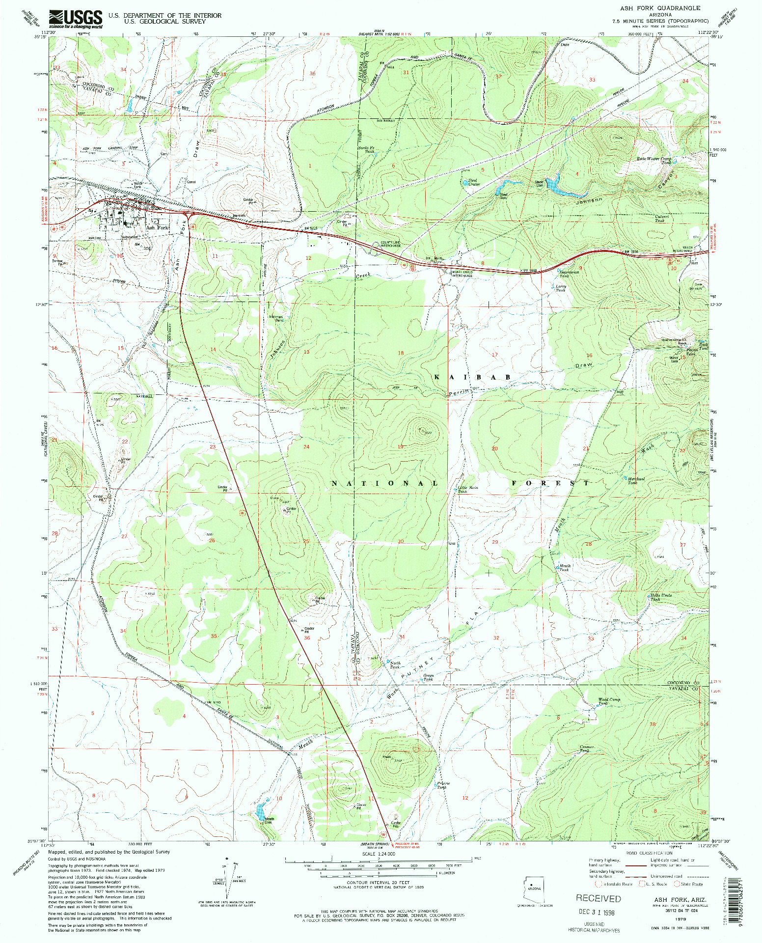 USGS 1:24000-SCALE QUADRANGLE FOR ASH FORK, AZ 1979