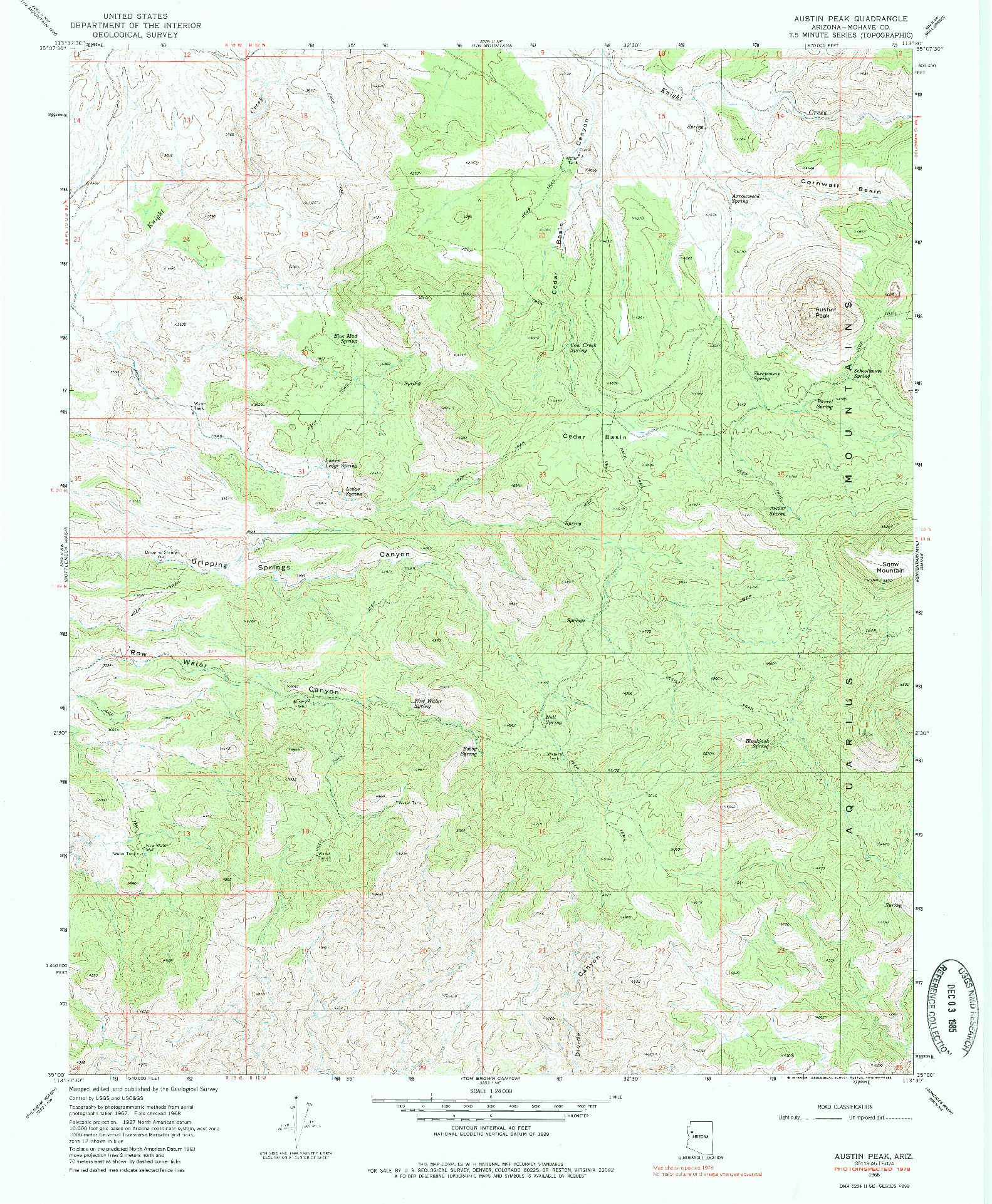 USGS 1:24000-SCALE QUADRANGLE FOR AUSTIN PEAK, AZ 1968