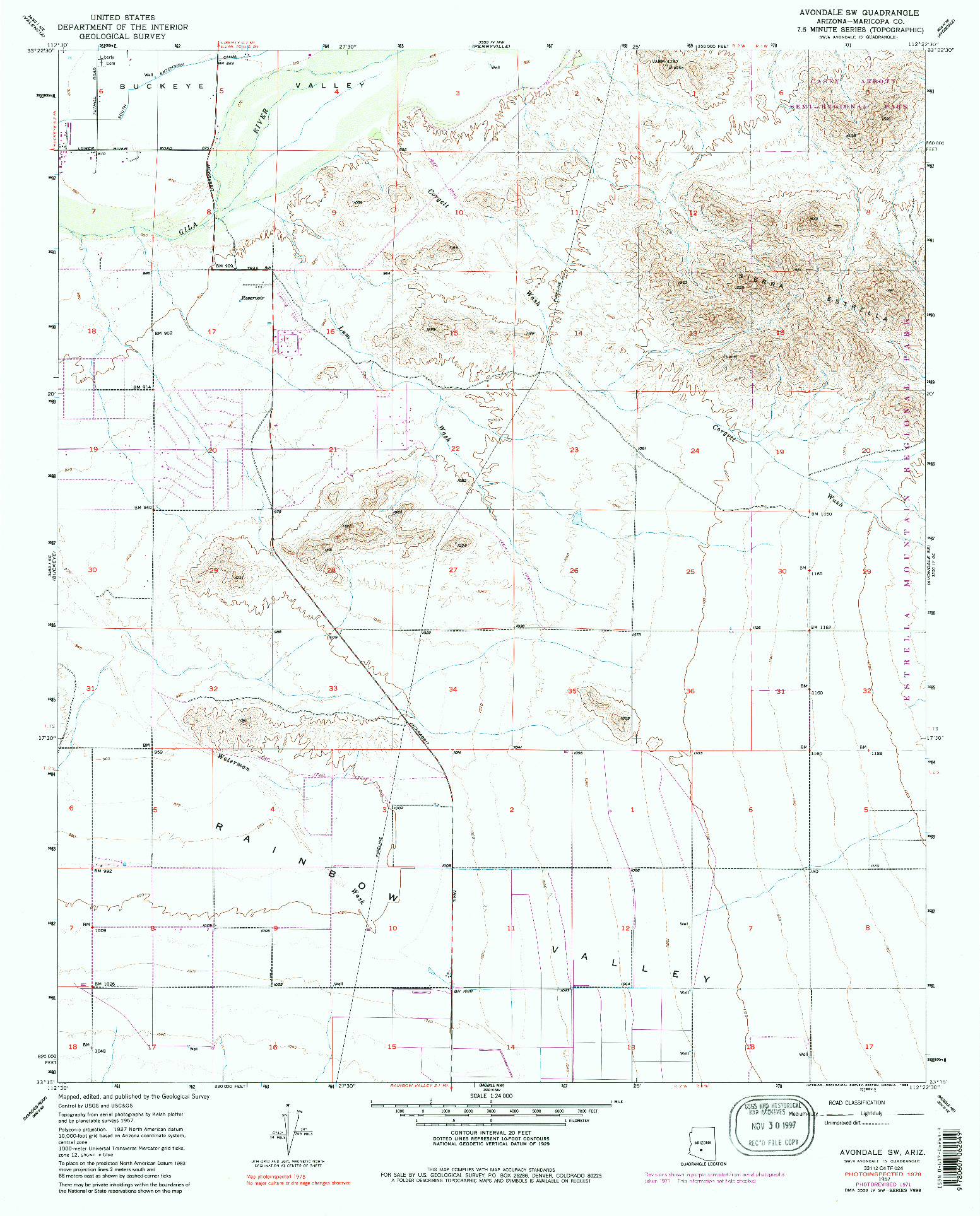 USGS 1:24000-SCALE QUADRANGLE FOR AVONDALE SW, AZ 1957