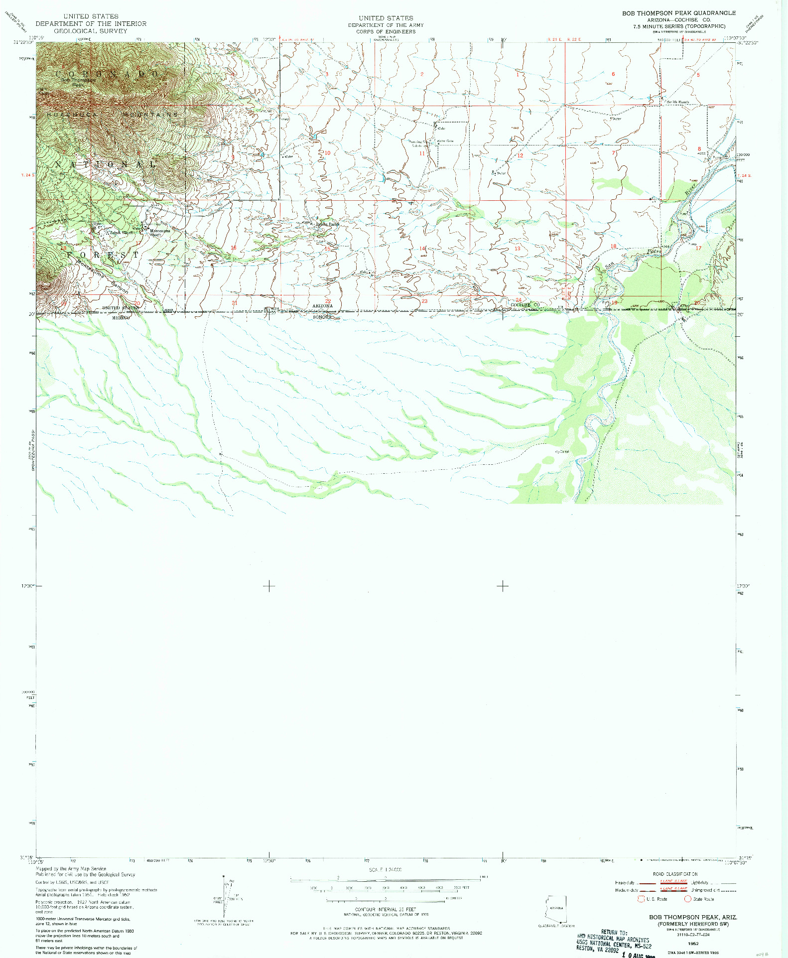 USGS 1:24000-SCALE QUADRANGLE FOR BOB THOMPSON PEAK, AZ 1952