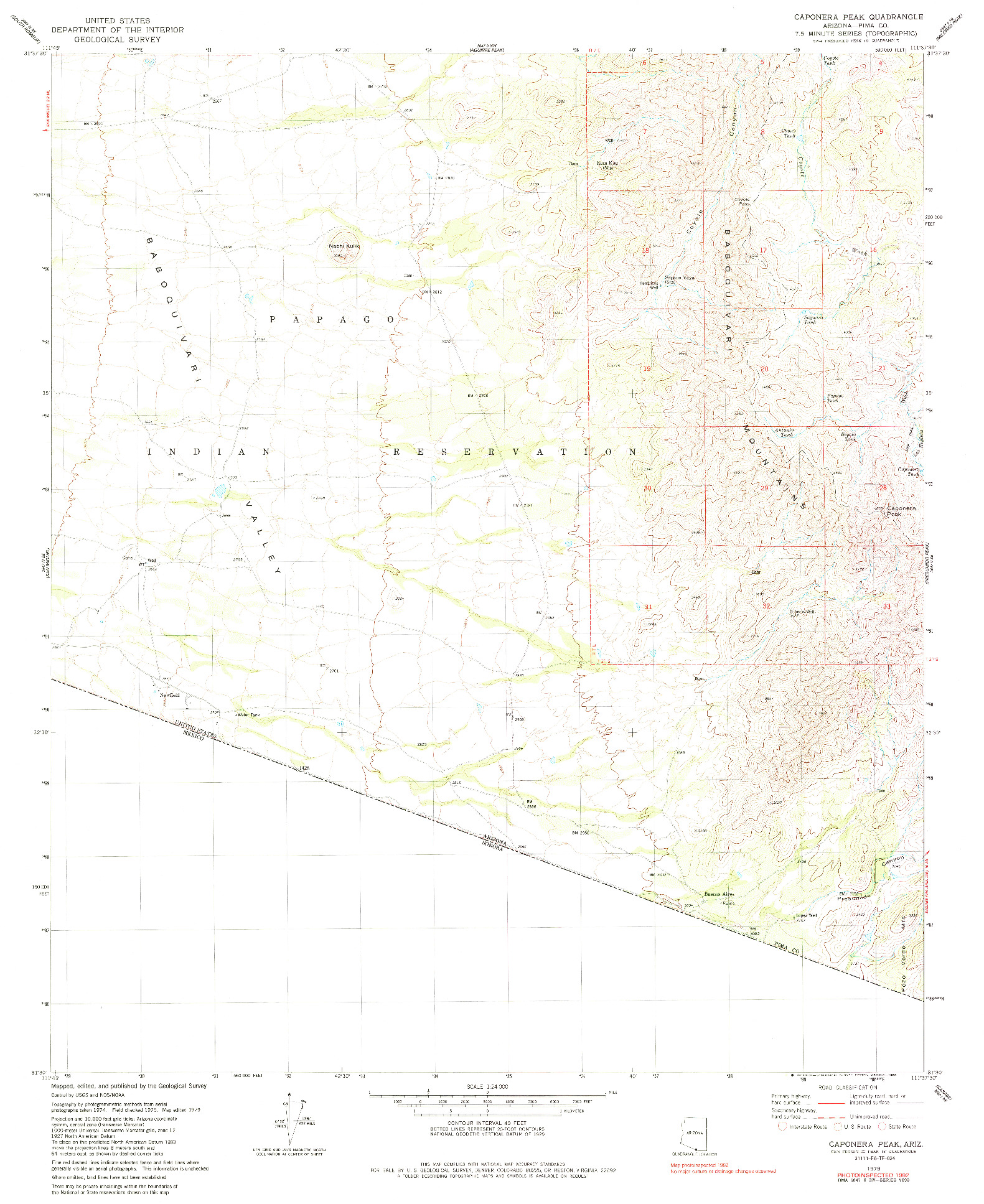 USGS 1:24000-SCALE QUADRANGLE FOR CAPONERA PEAK, AZ 1979