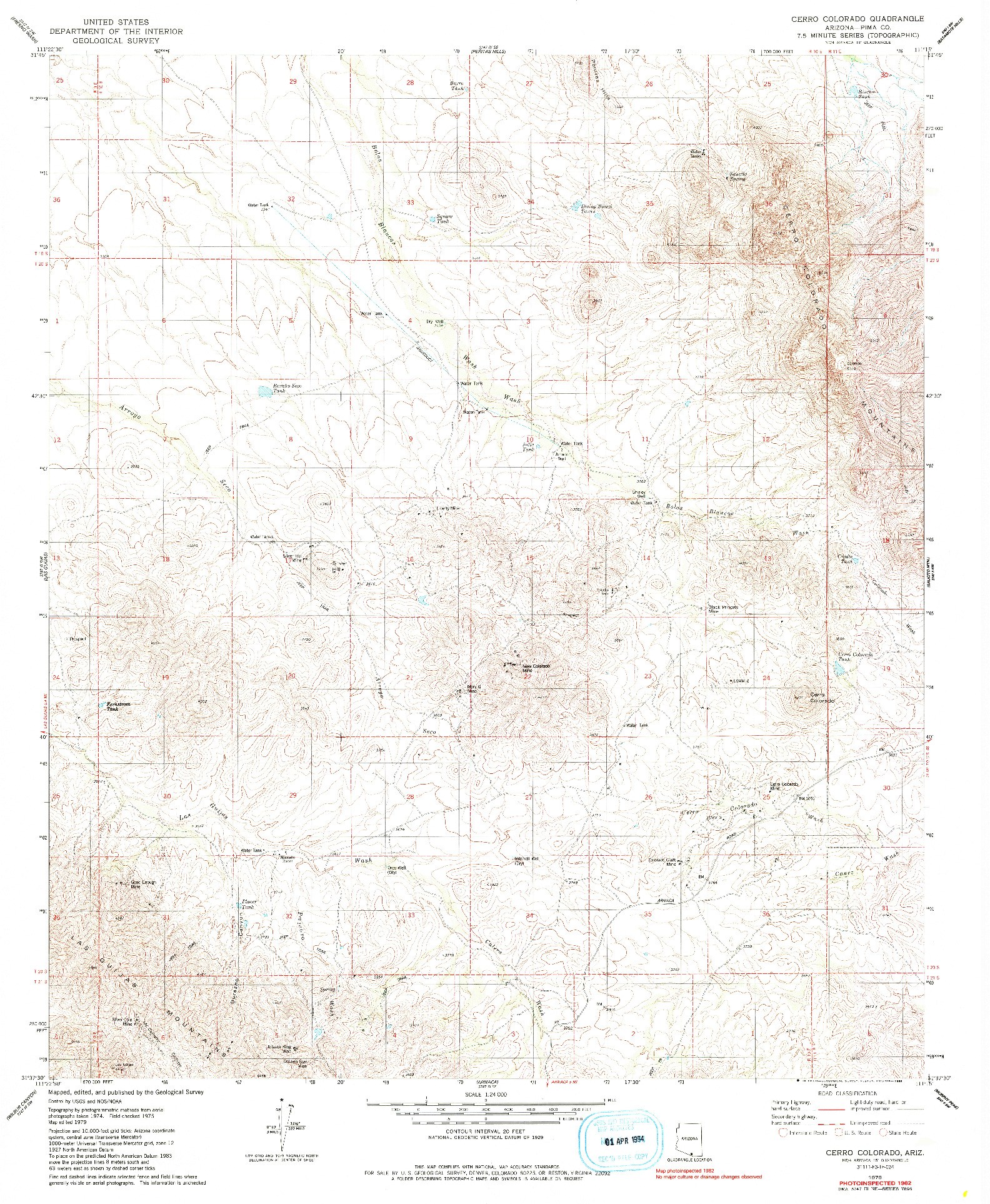 USGS 1:24000-SCALE QUADRANGLE FOR CERRO COLORADO, AZ 1979