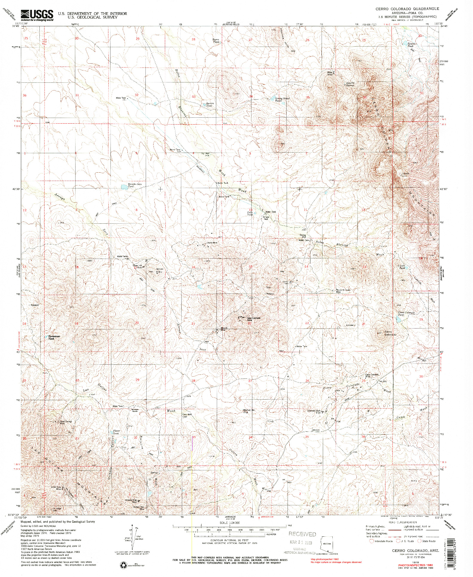 USGS 1:24000-SCALE QUADRANGLE FOR CERRO COLORADO, AZ 1979