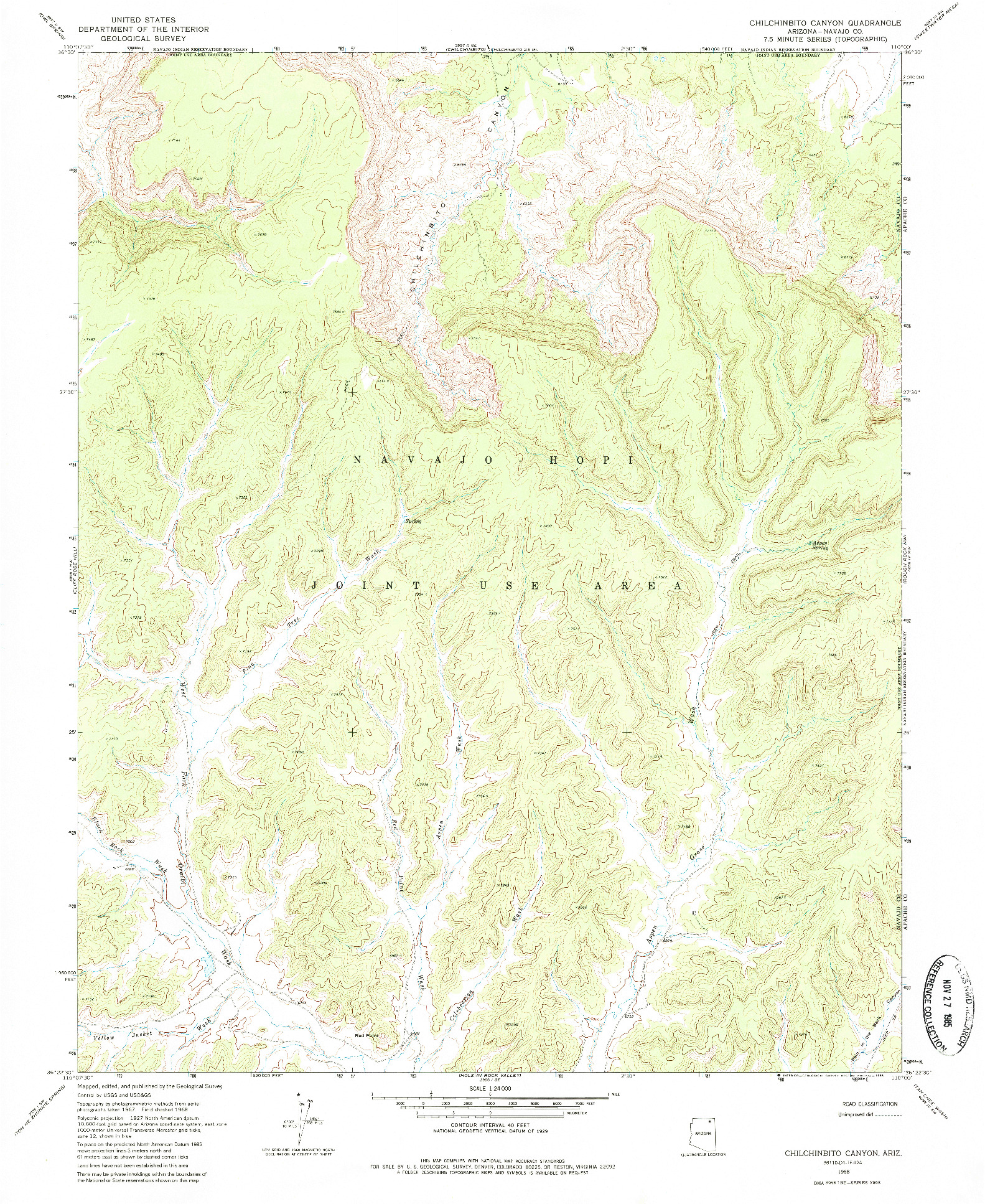 USGS 1:24000-SCALE QUADRANGLE FOR CHILCHINBITO CANYON, AZ 1968