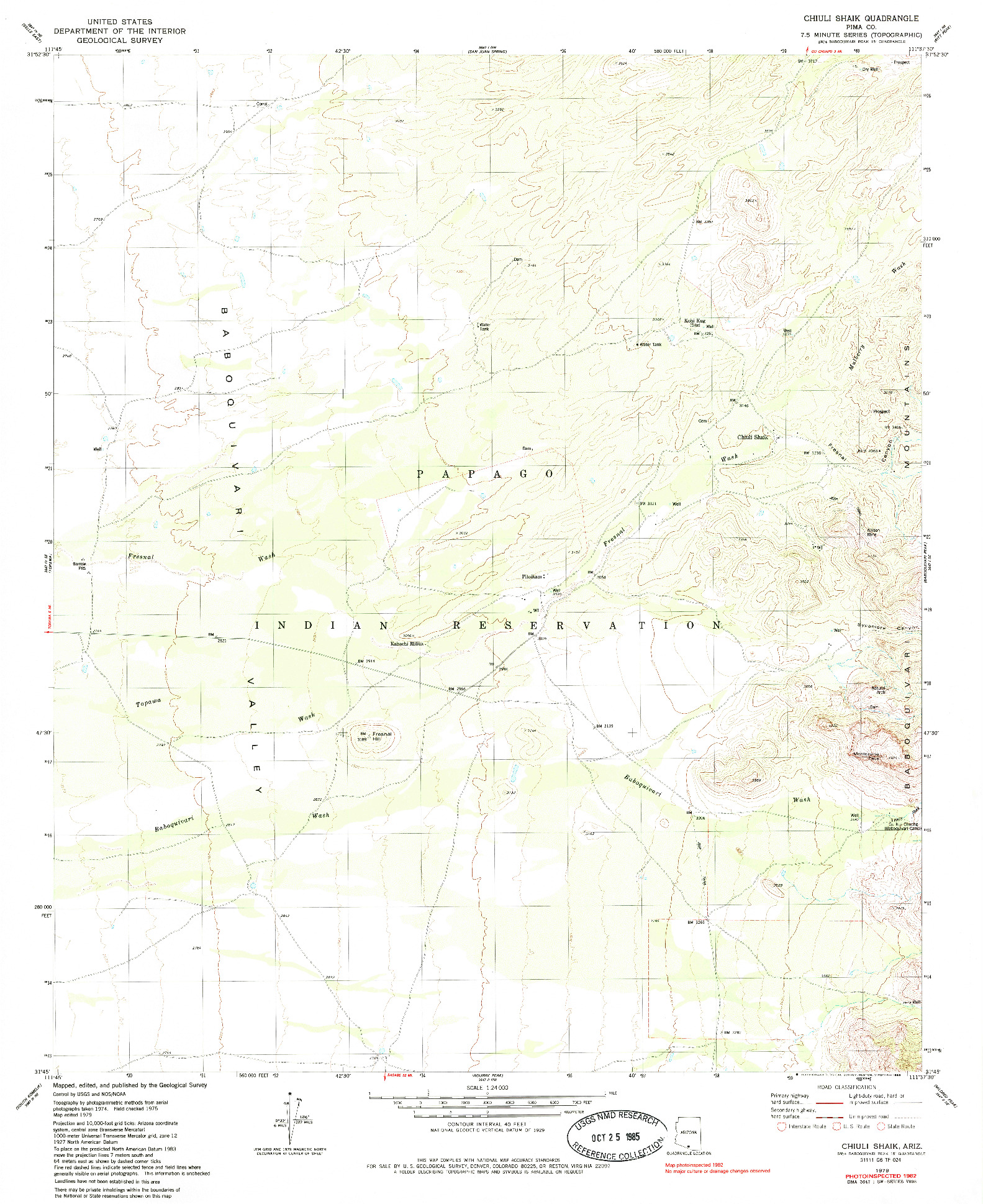 USGS 1:24000-SCALE QUADRANGLE FOR CHIULI SHAIK, AZ 1979