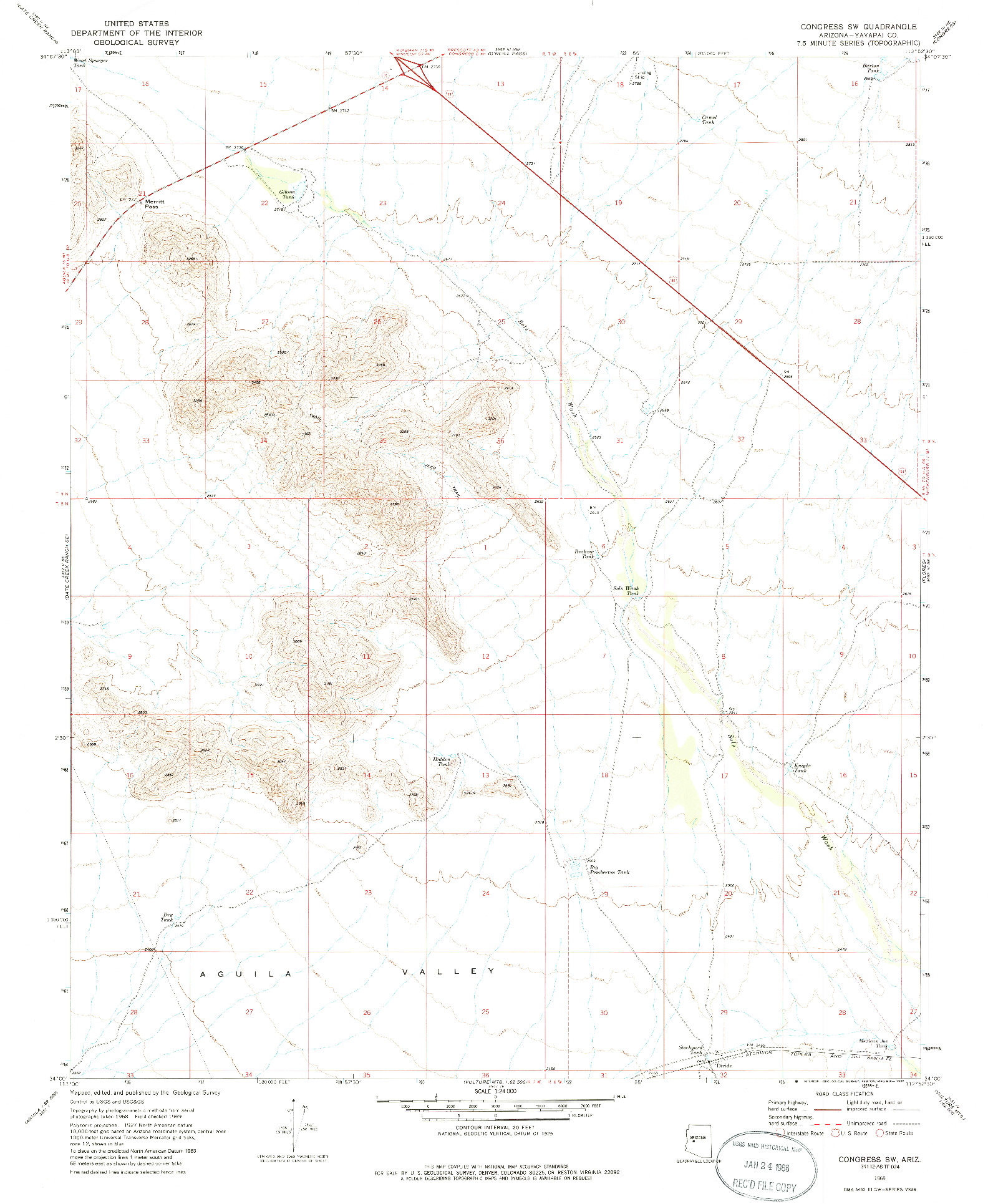 USGS 1:24000-SCALE QUADRANGLE FOR CONGRESS SW, AZ 1969