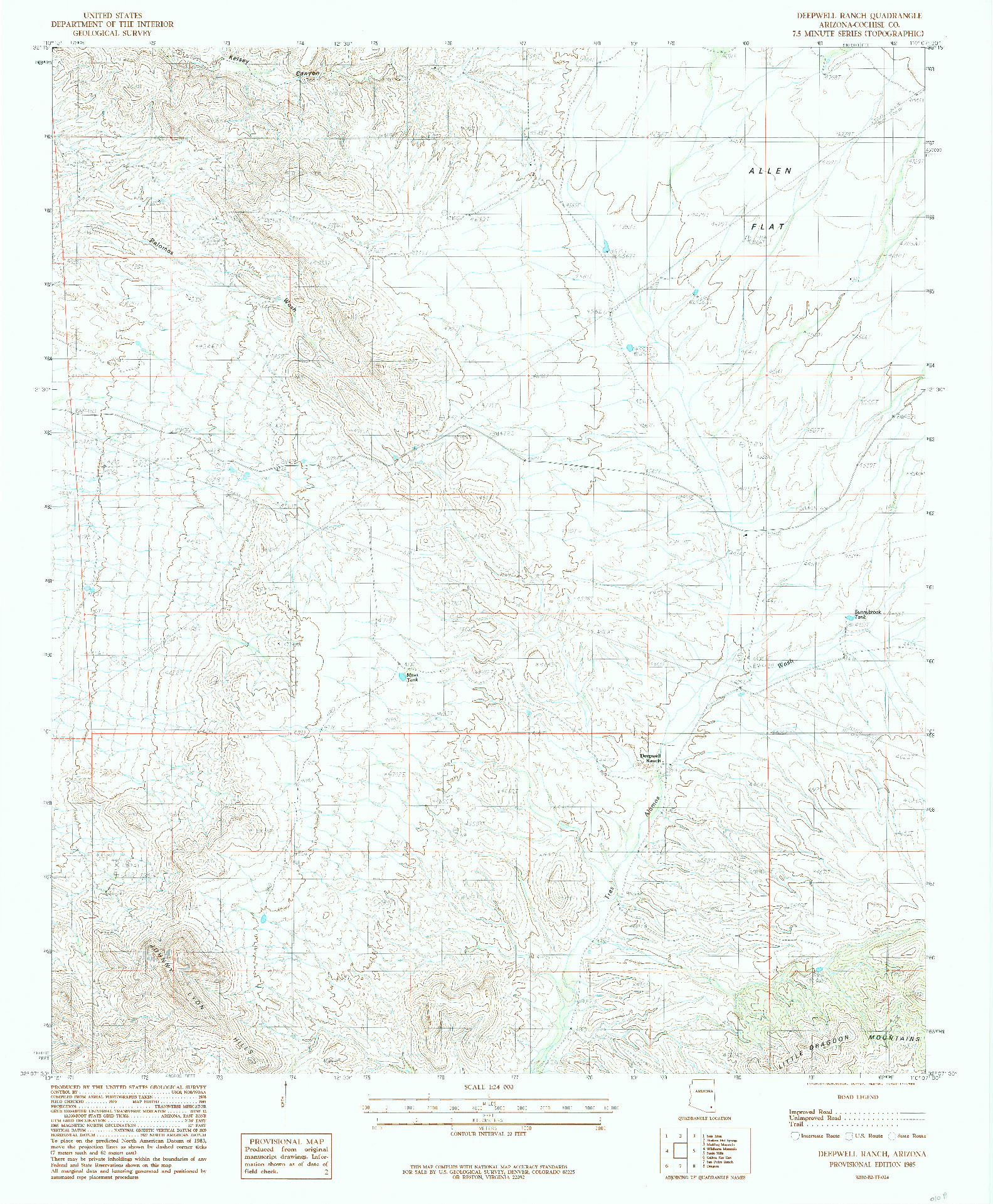 USGS 1:24000-SCALE QUADRANGLE FOR DEEPWELL RANCH, AZ 1985