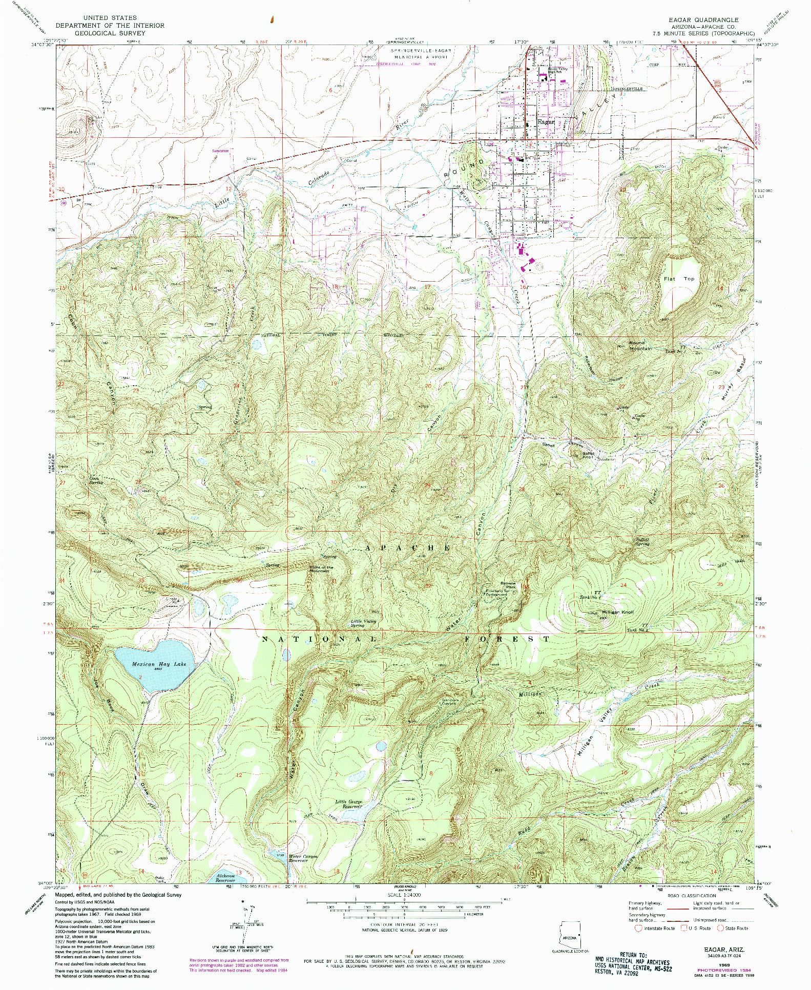 USGS 1:24000-SCALE QUADRANGLE FOR EAGAR, AZ 1969