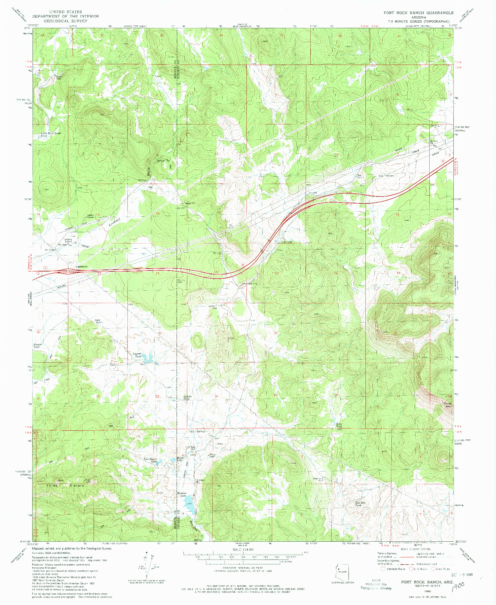 USGS 1:24000-SCALE QUADRANGLE FOR FORT ROCK RANCH, AZ 1980