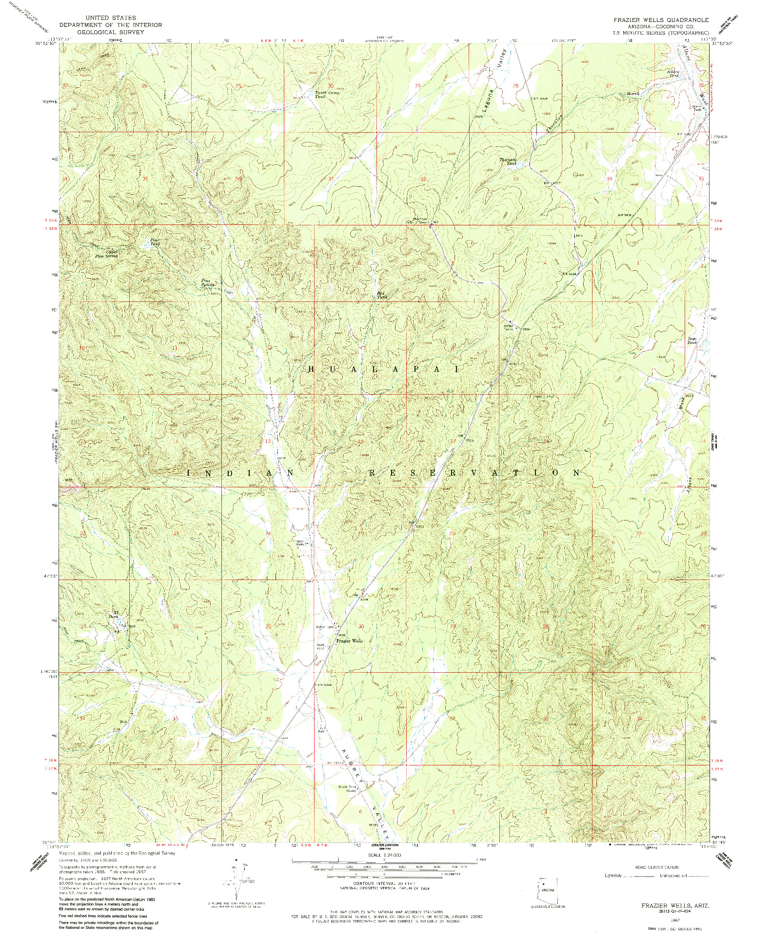 USGS 1:24000-SCALE QUADRANGLE FOR FRAZIER WELLS, AZ 1967