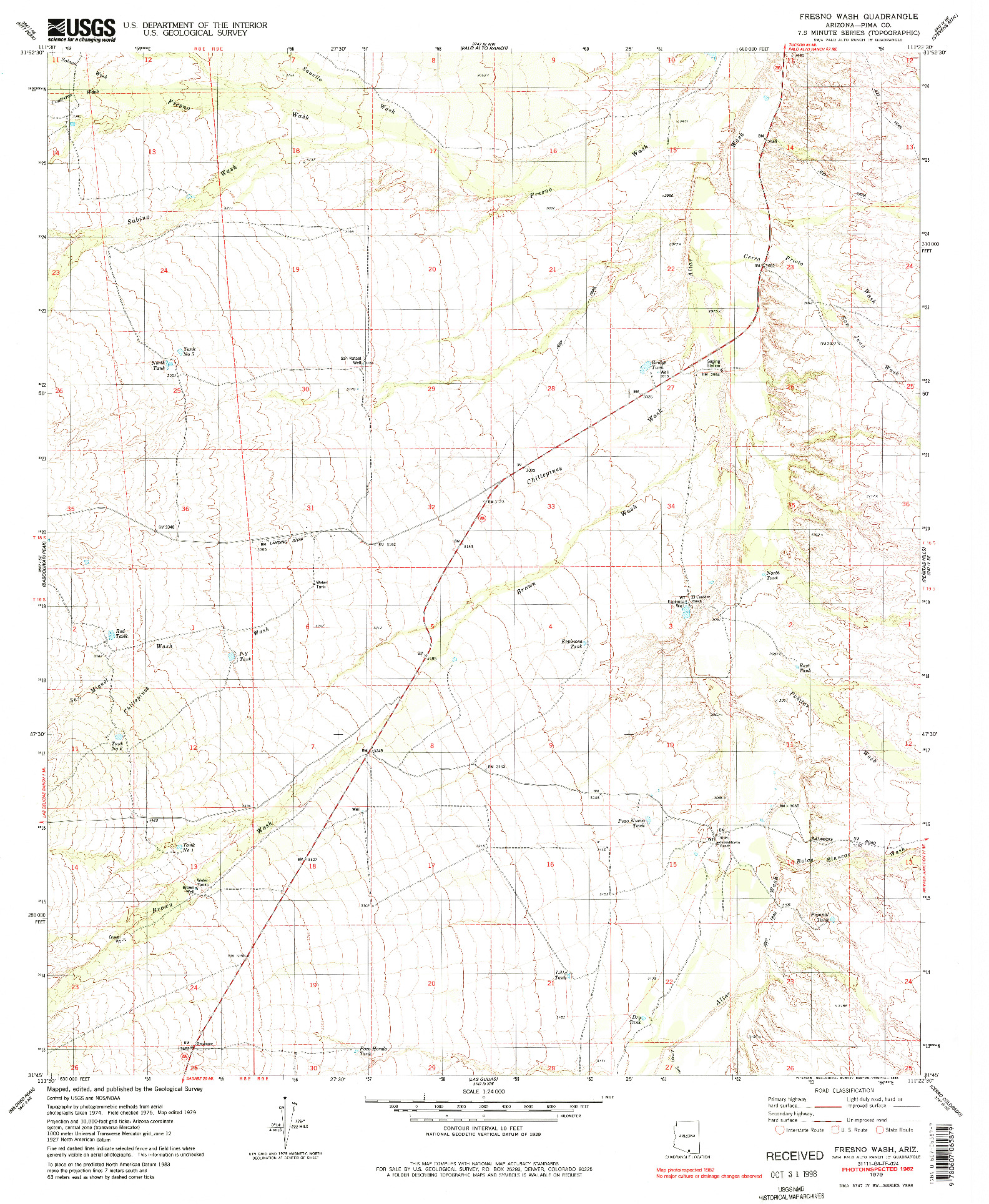 USGS 1:24000-SCALE QUADRANGLE FOR FRESNO WASH, AZ 1979