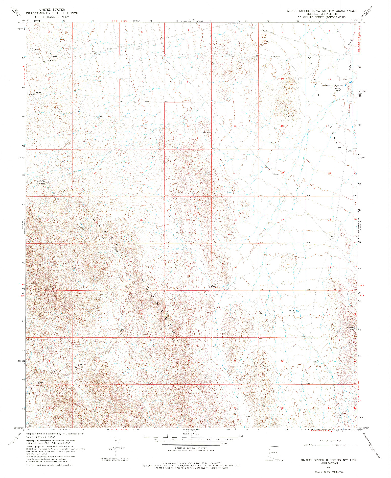 USGS 1:24000-SCALE QUADRANGLE FOR GRASSHOPPER JUNCTION NW, AZ 1967