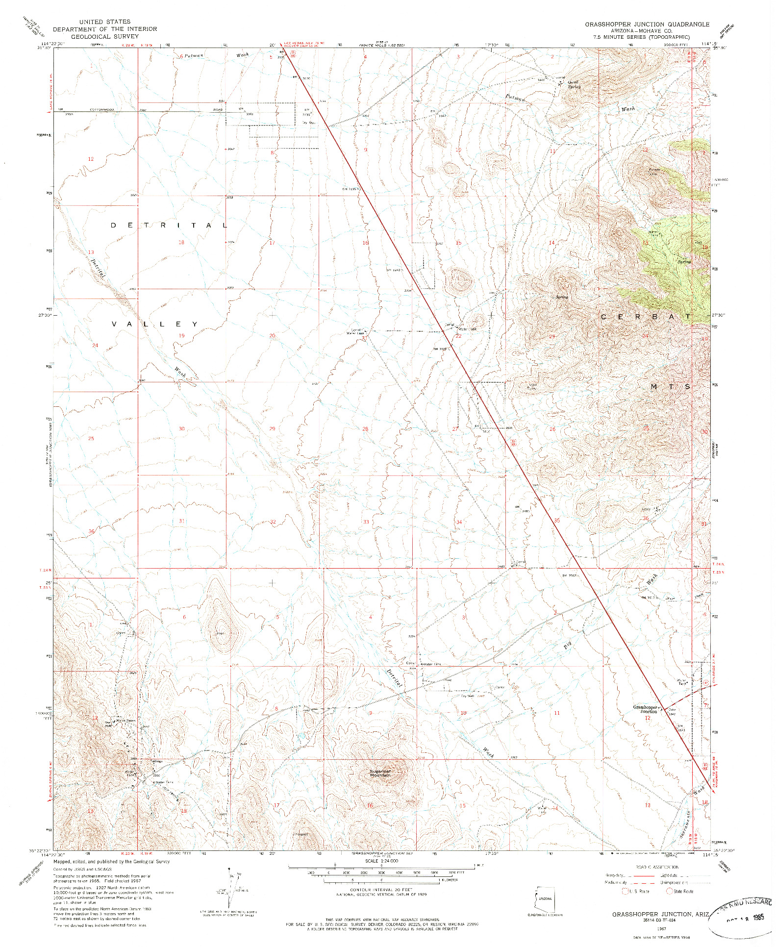 USGS 1:24000-SCALE QUADRANGLE FOR GRASSHOPPER JUNCTION, AZ 1967