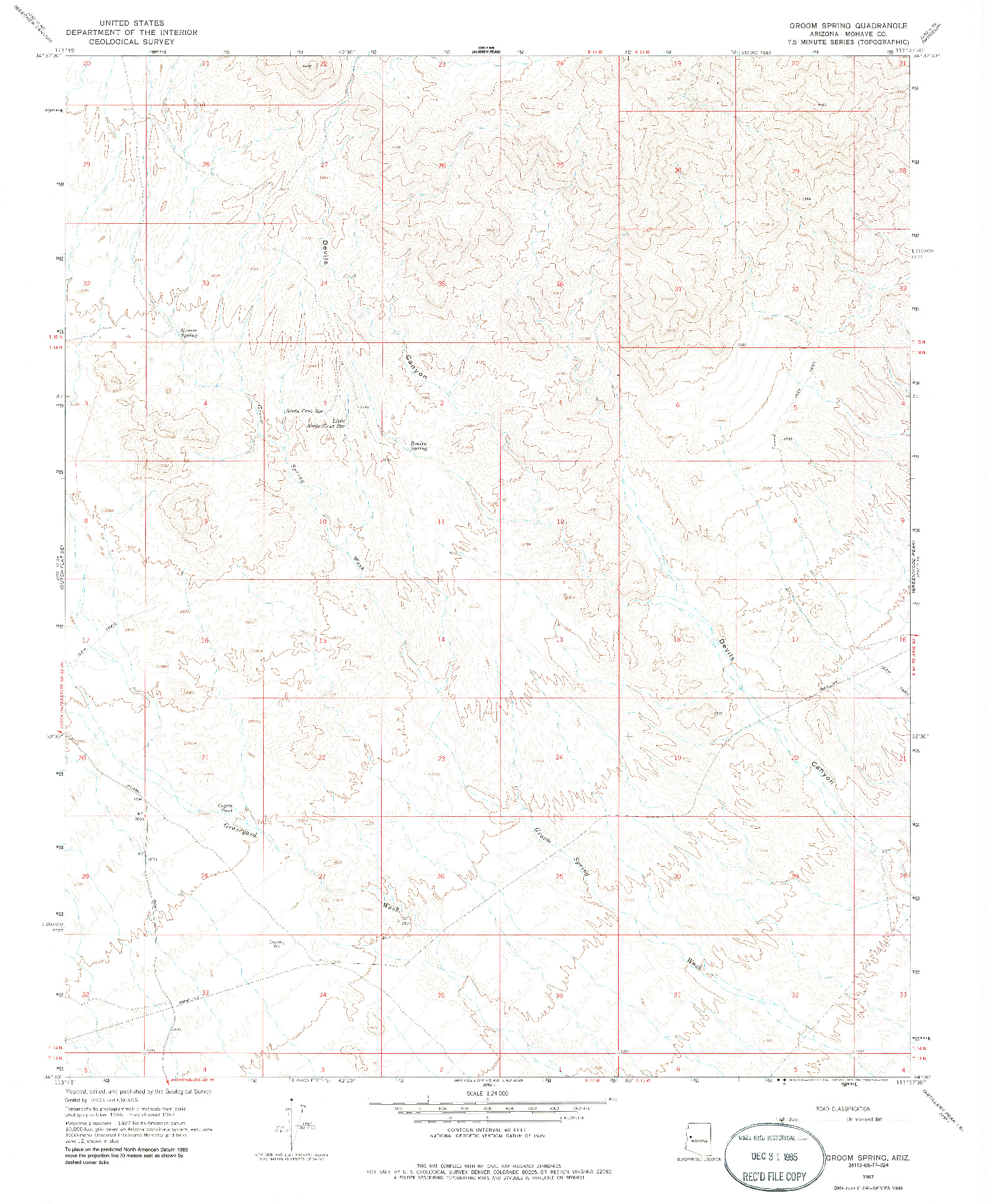 USGS 1:24000-SCALE QUADRANGLE FOR GROOM SPRING, AZ 1967