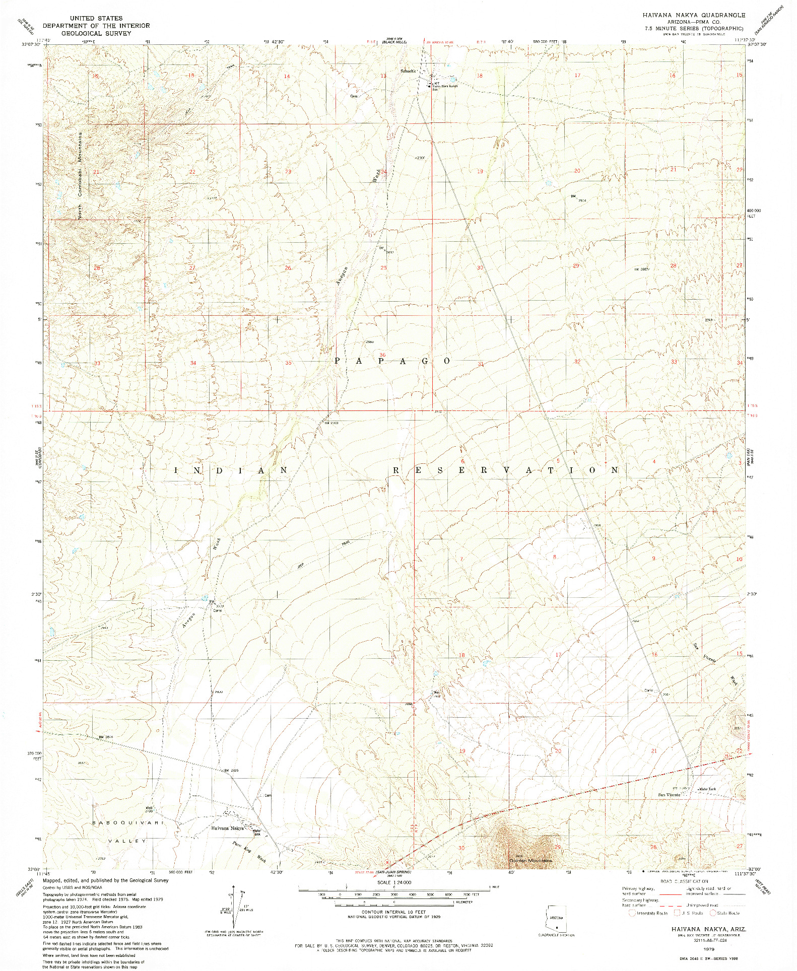 USGS 1:24000-SCALE QUADRANGLE FOR HAIVANA NAKYA, AZ 1979