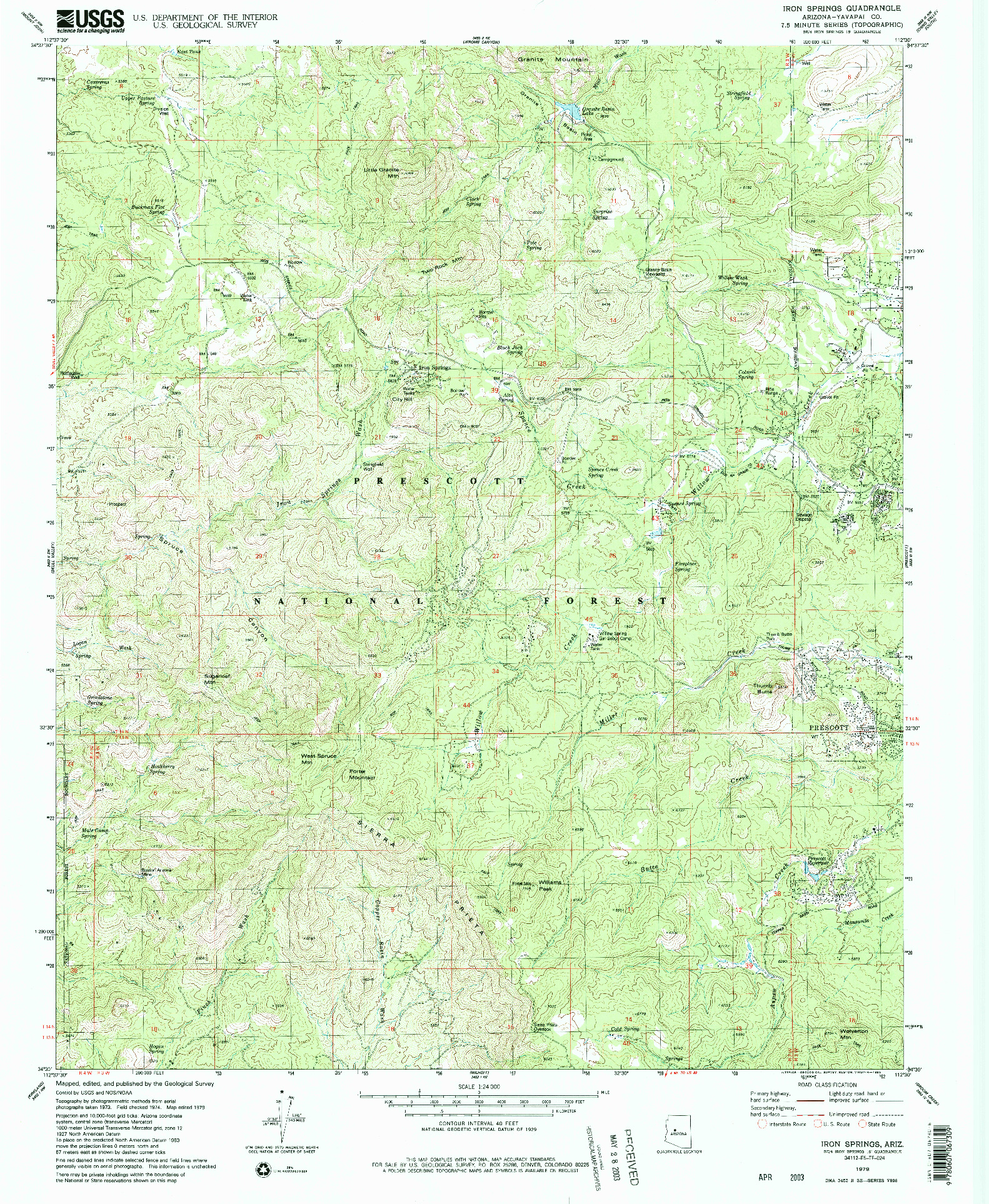 USGS 1:24000-SCALE QUADRANGLE FOR IRON SPRINGS, AZ 1979