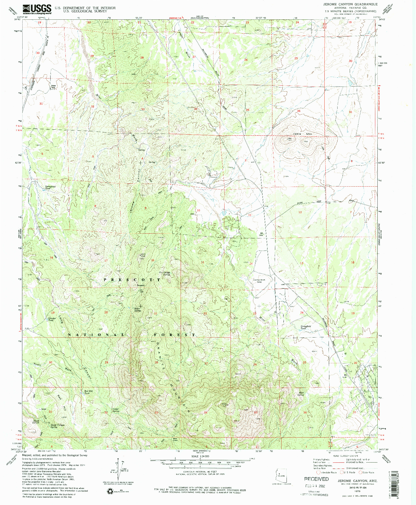 USGS 1:24000-SCALE QUADRANGLE FOR JEROME CANYON, AZ 1979