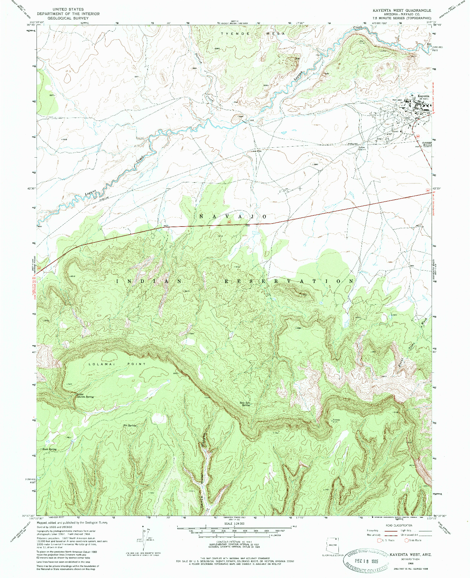 USGS 1:24000-SCALE QUADRANGLE FOR KAYENTA WEST, AZ 1968