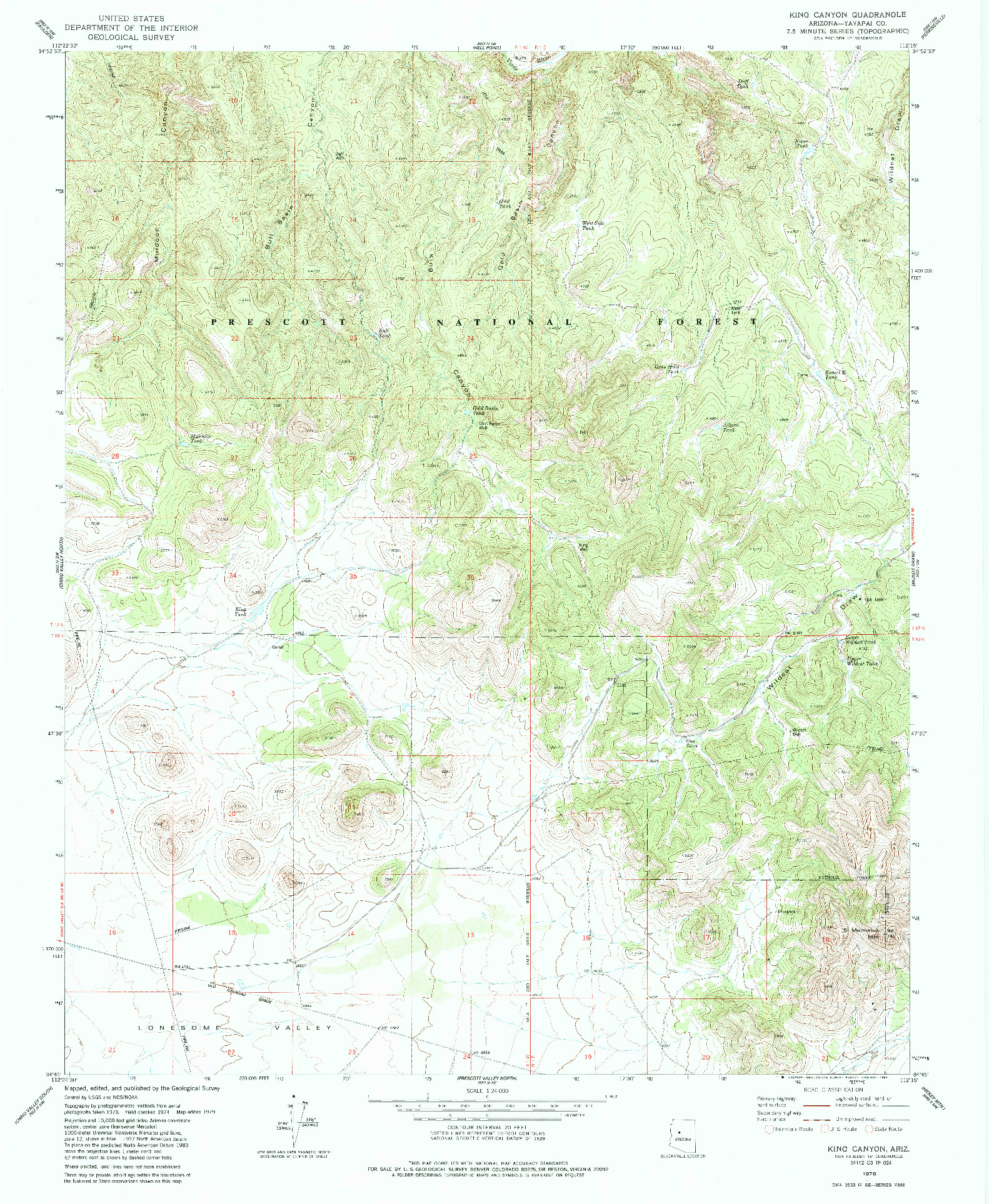 USGS 1:24000-SCALE QUADRANGLE FOR KING CANYON, AZ 1979