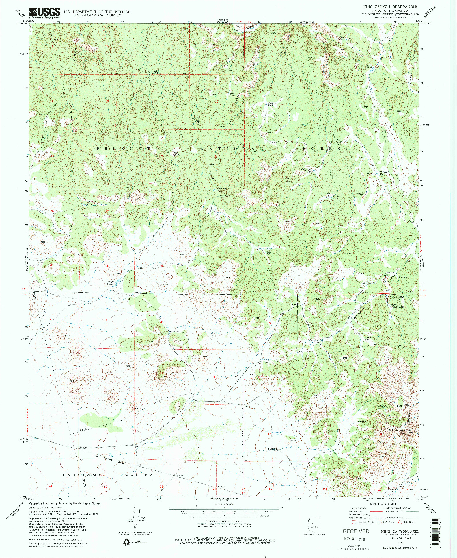 USGS 1:24000-SCALE QUADRANGLE FOR KING CANYON, AZ 1979