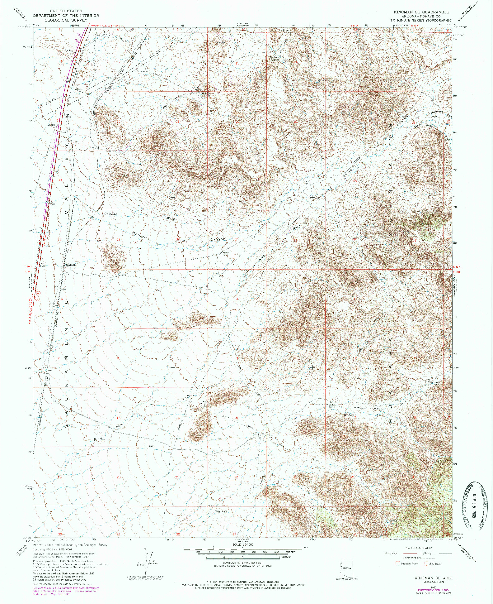 USGS 1:24000-SCALE QUADRANGLE FOR KINGMAN SE, AZ 1967