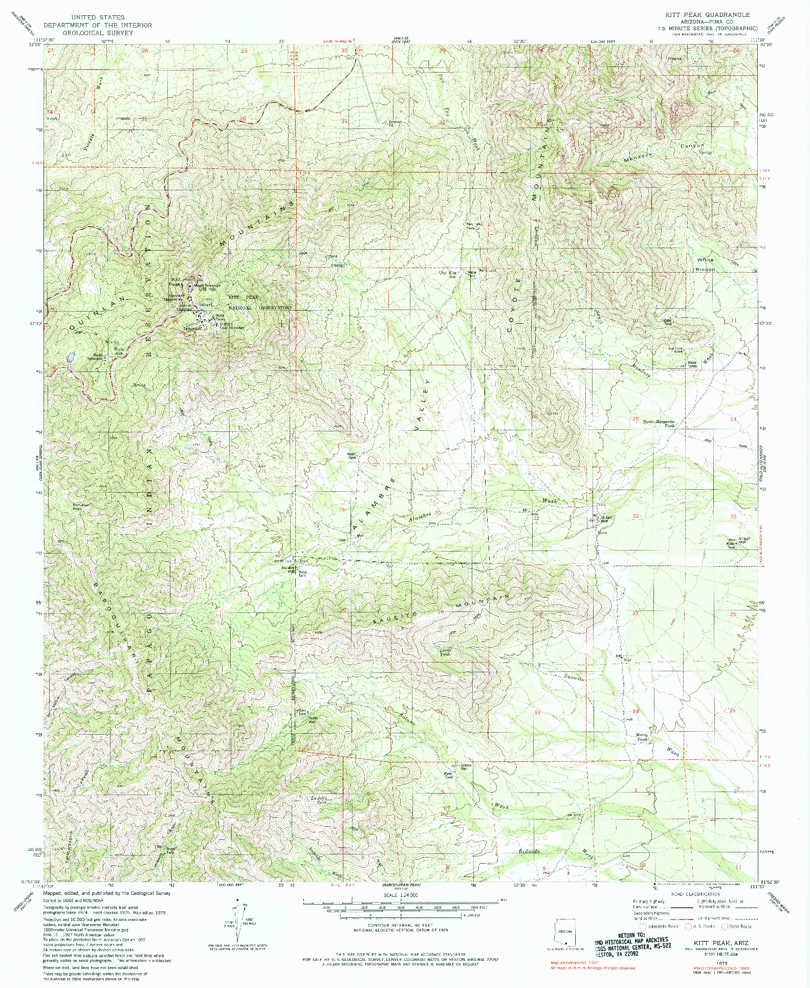 USGS 1:24000-SCALE QUADRANGLE FOR KITT PEAK, AZ 1979