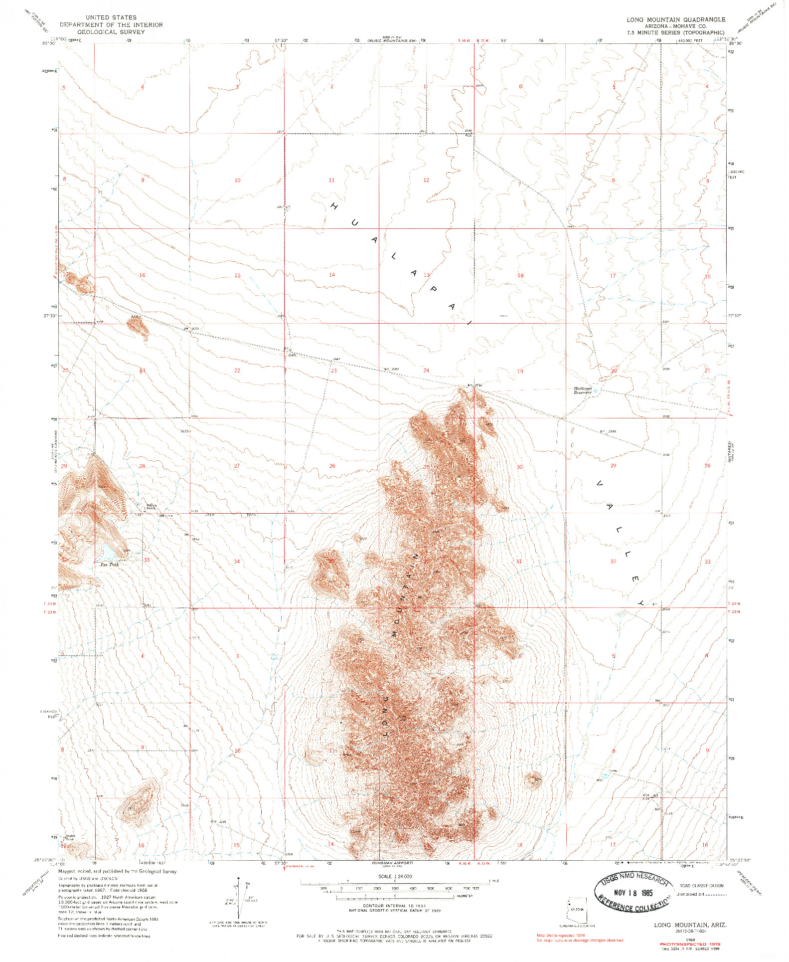 USGS 1:24000-SCALE QUADRANGLE FOR LONG MOUNTAIN, AZ 1968