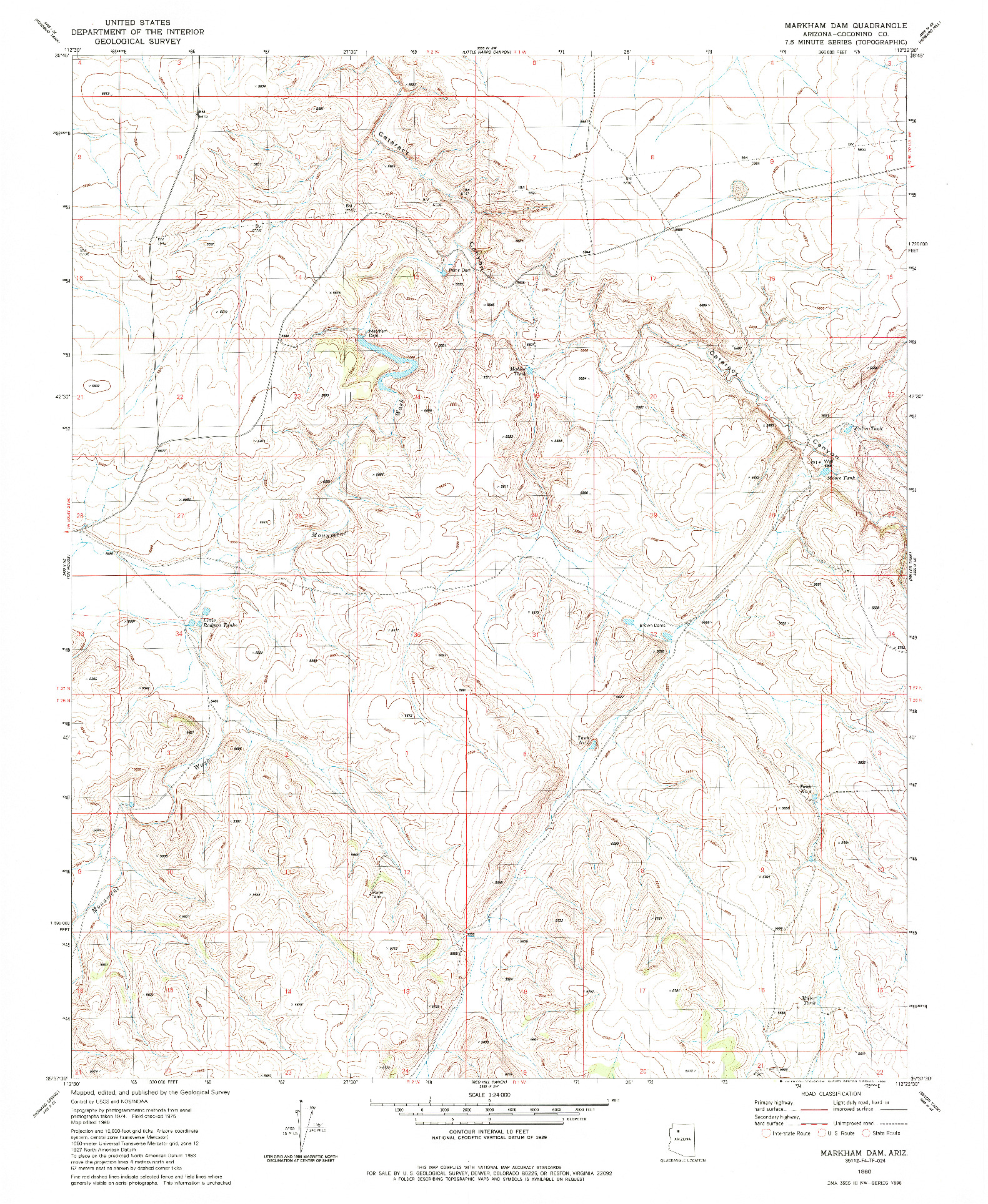 USGS 1:24000-SCALE QUADRANGLE FOR MARKHAM DAM, AZ 1980