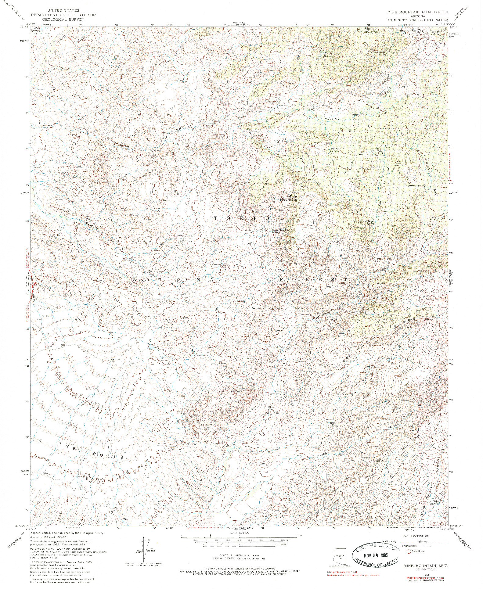 USGS 1:24000-SCALE QUADRANGLE FOR MINE MOUNTAIN, AZ 1963