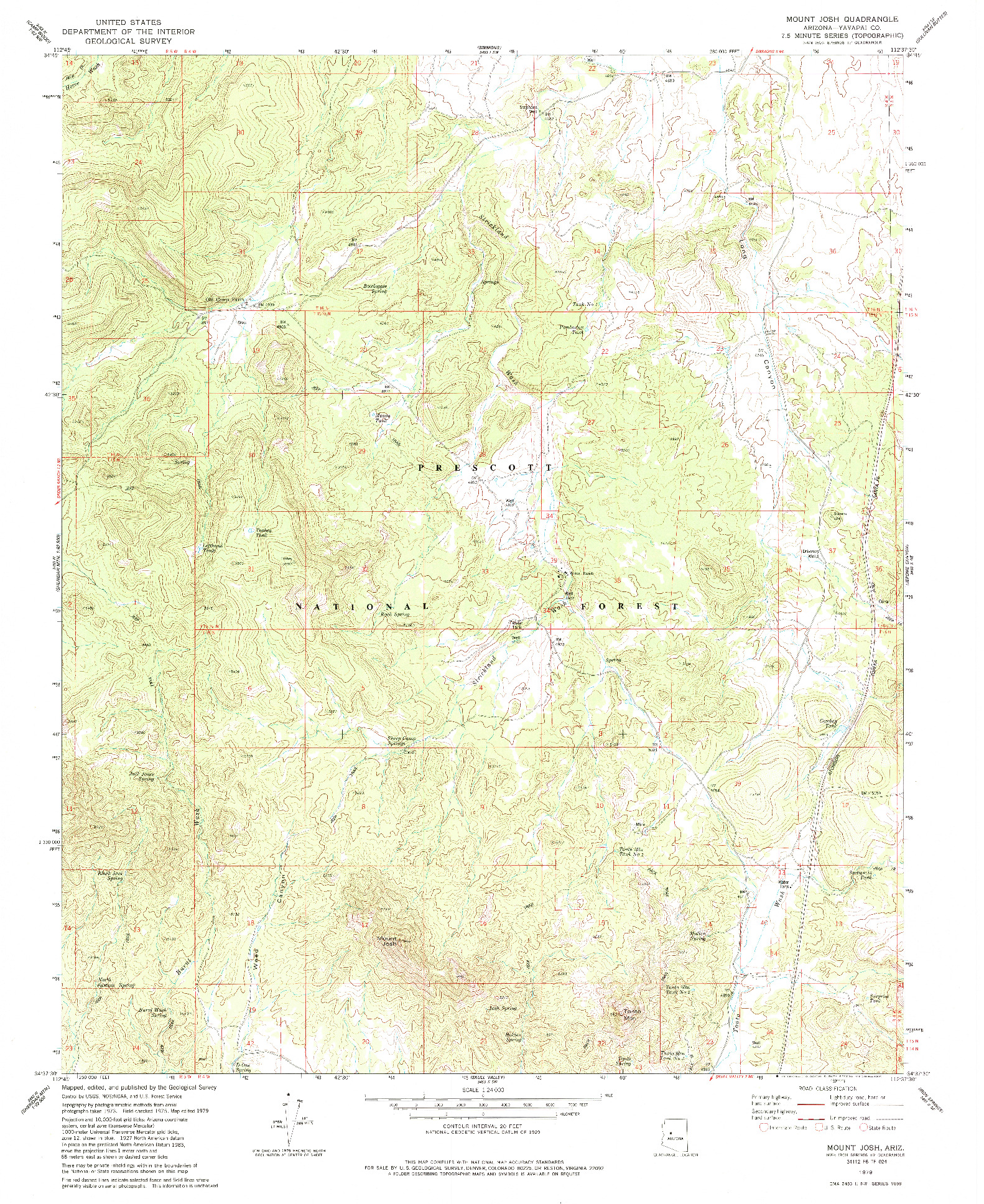 USGS 1:24000-SCALE QUADRANGLE FOR MOUNT JOSH, AZ 1979