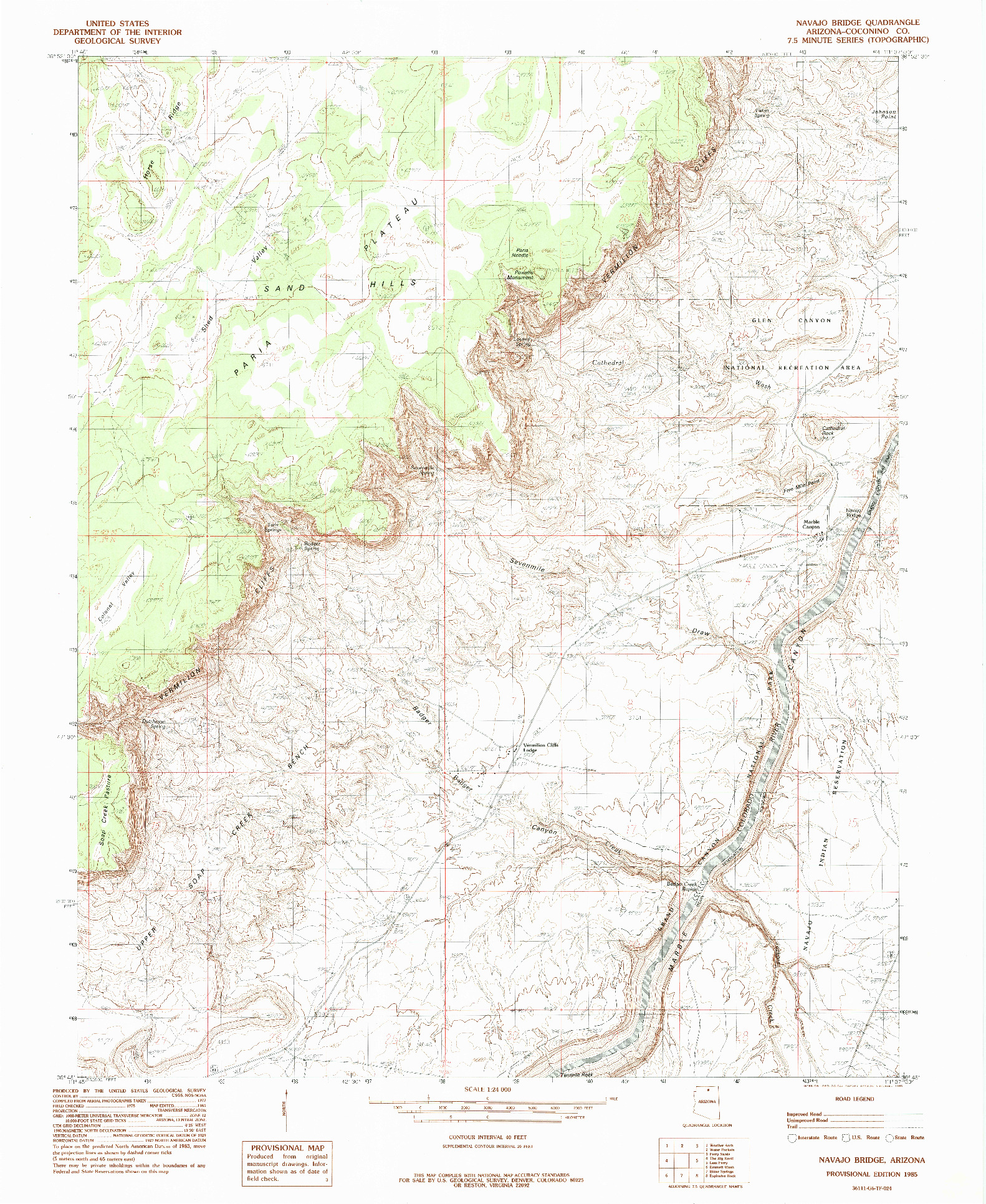 USGS 1:24000-SCALE QUADRANGLE FOR NAVAJO BRIDGE, AZ 1985