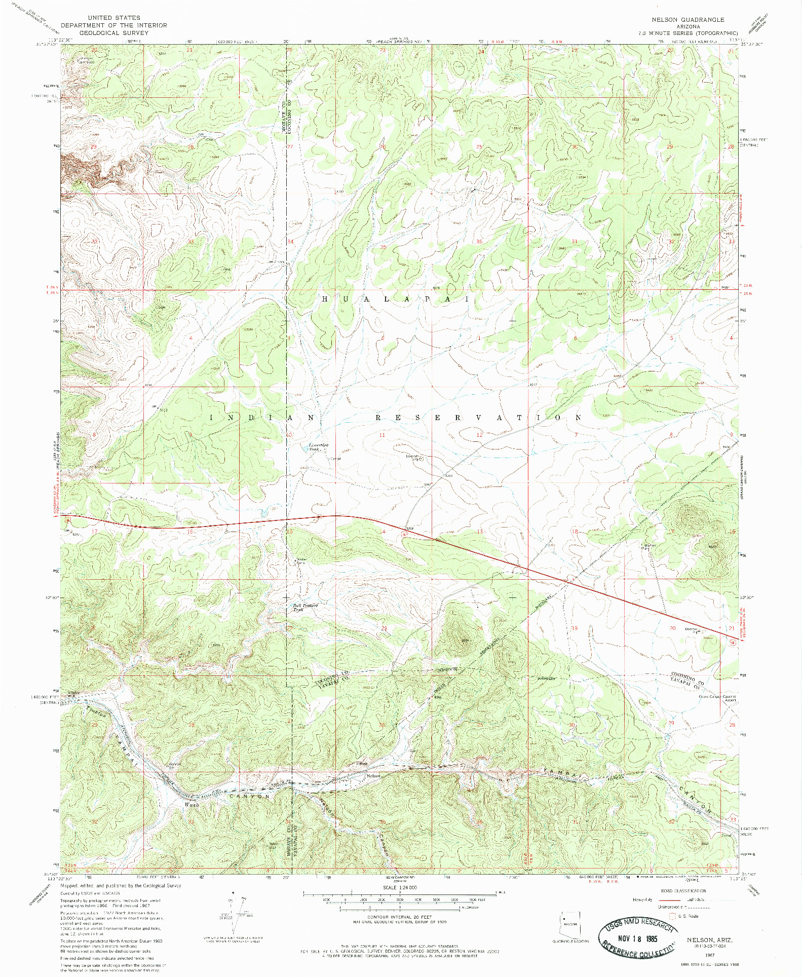 USGS 1:24000-SCALE QUADRANGLE FOR NELSON, AZ 1967