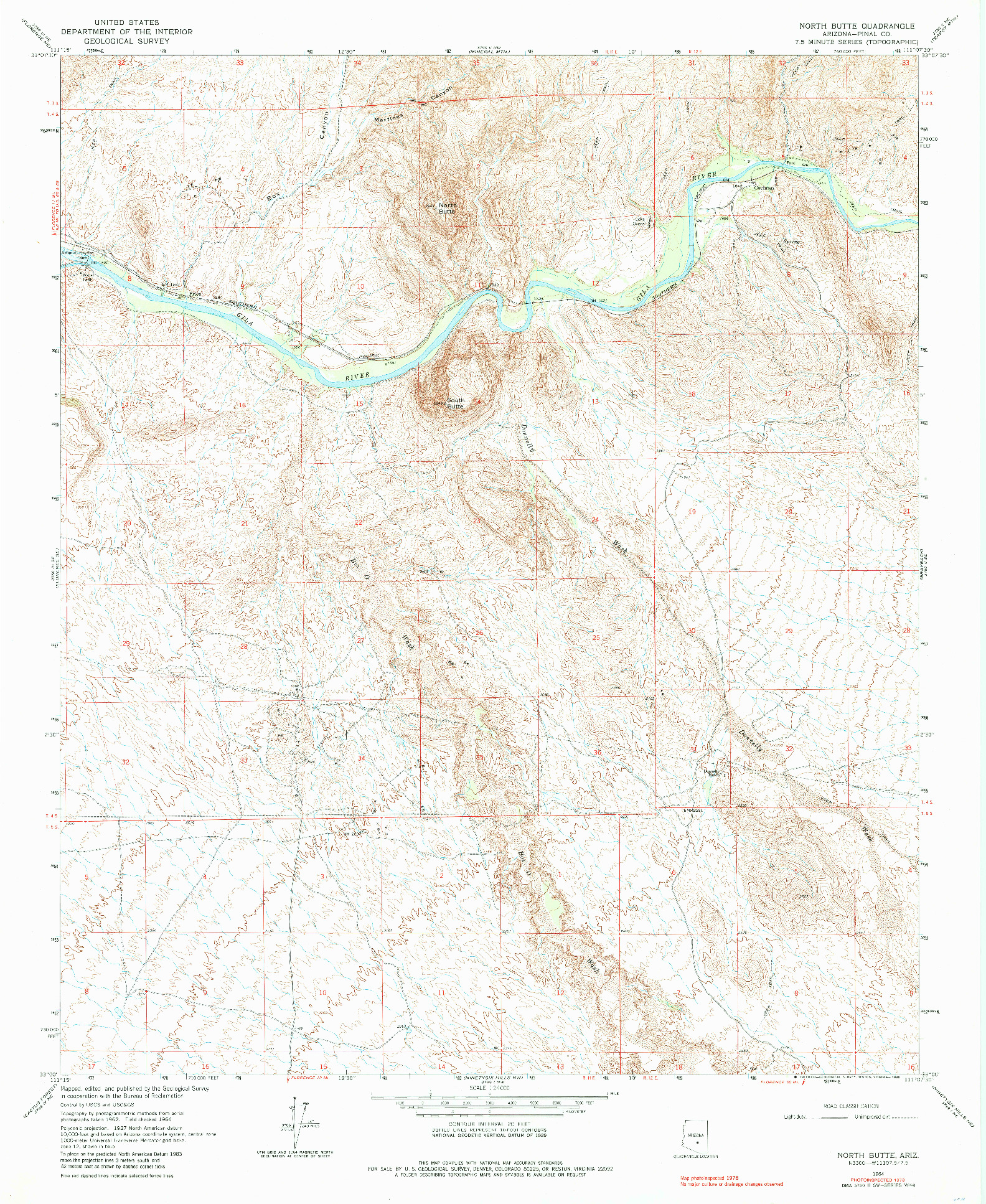 USGS 1:24000-SCALE QUADRANGLE FOR NORTH BUTTE, AZ 1964