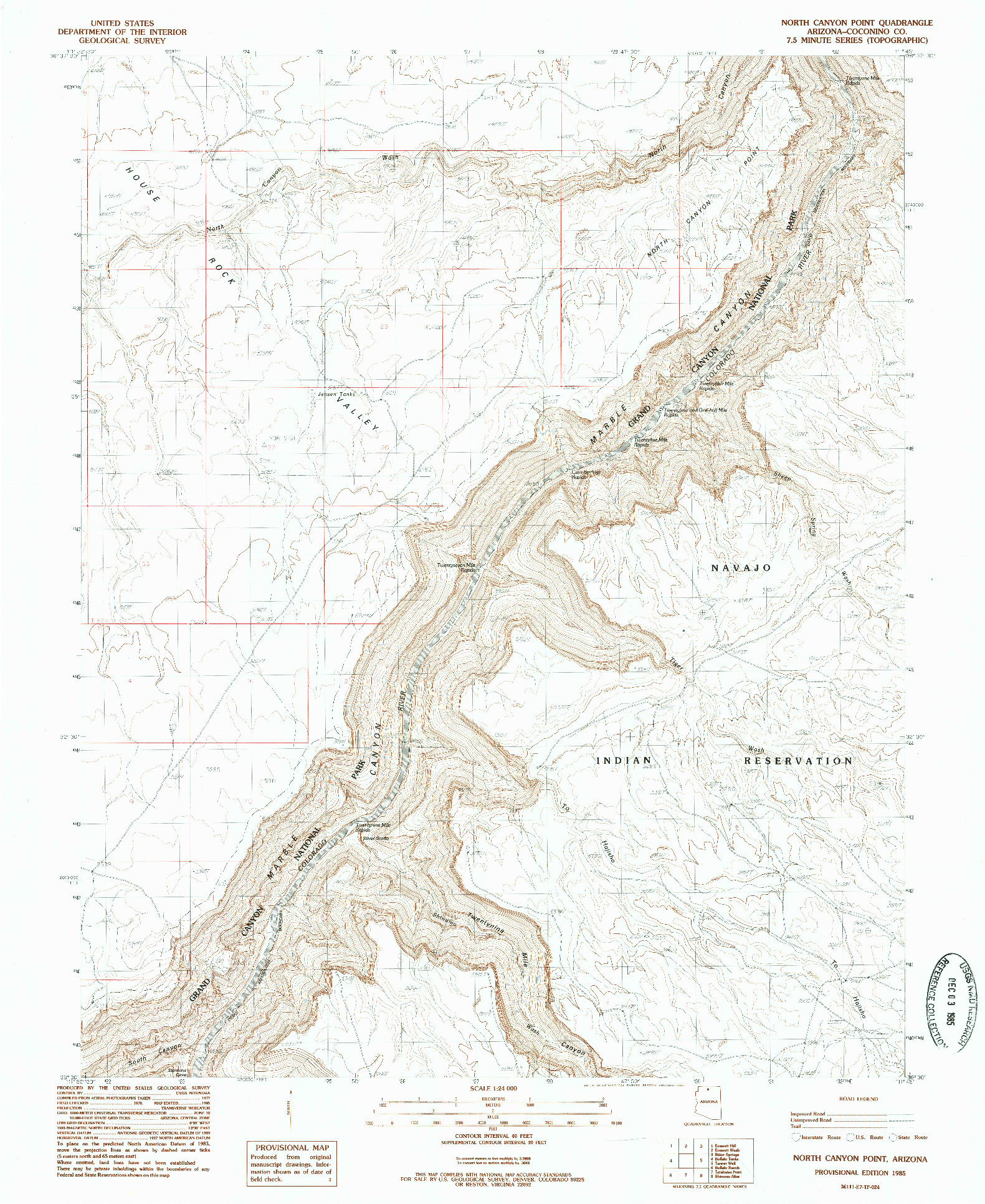USGS 1:24000-SCALE QUADRANGLE FOR NORTH CANYON POINT, AZ 1985