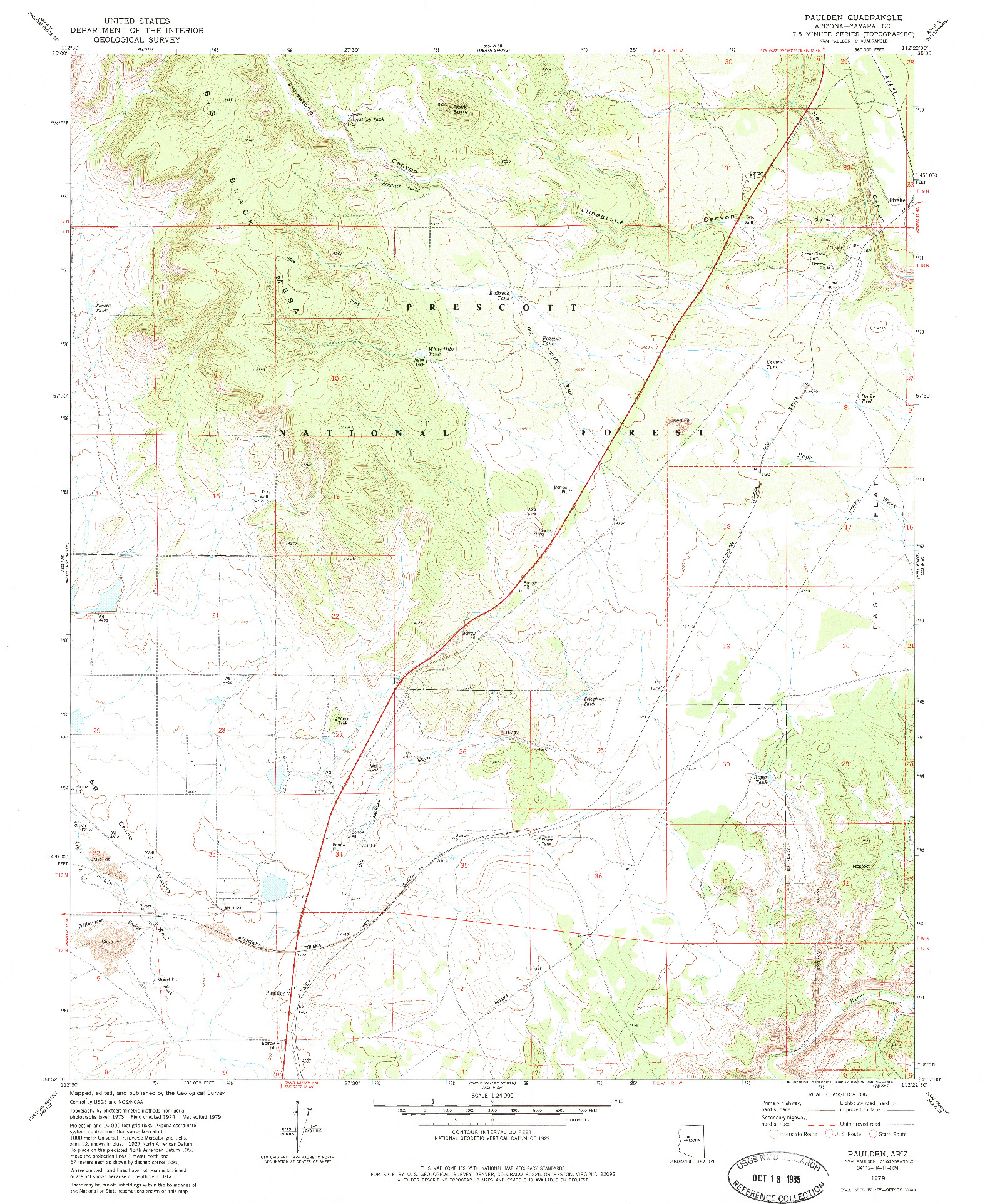 USGS 1:24000-SCALE QUADRANGLE FOR PAULDEN, AZ 1979