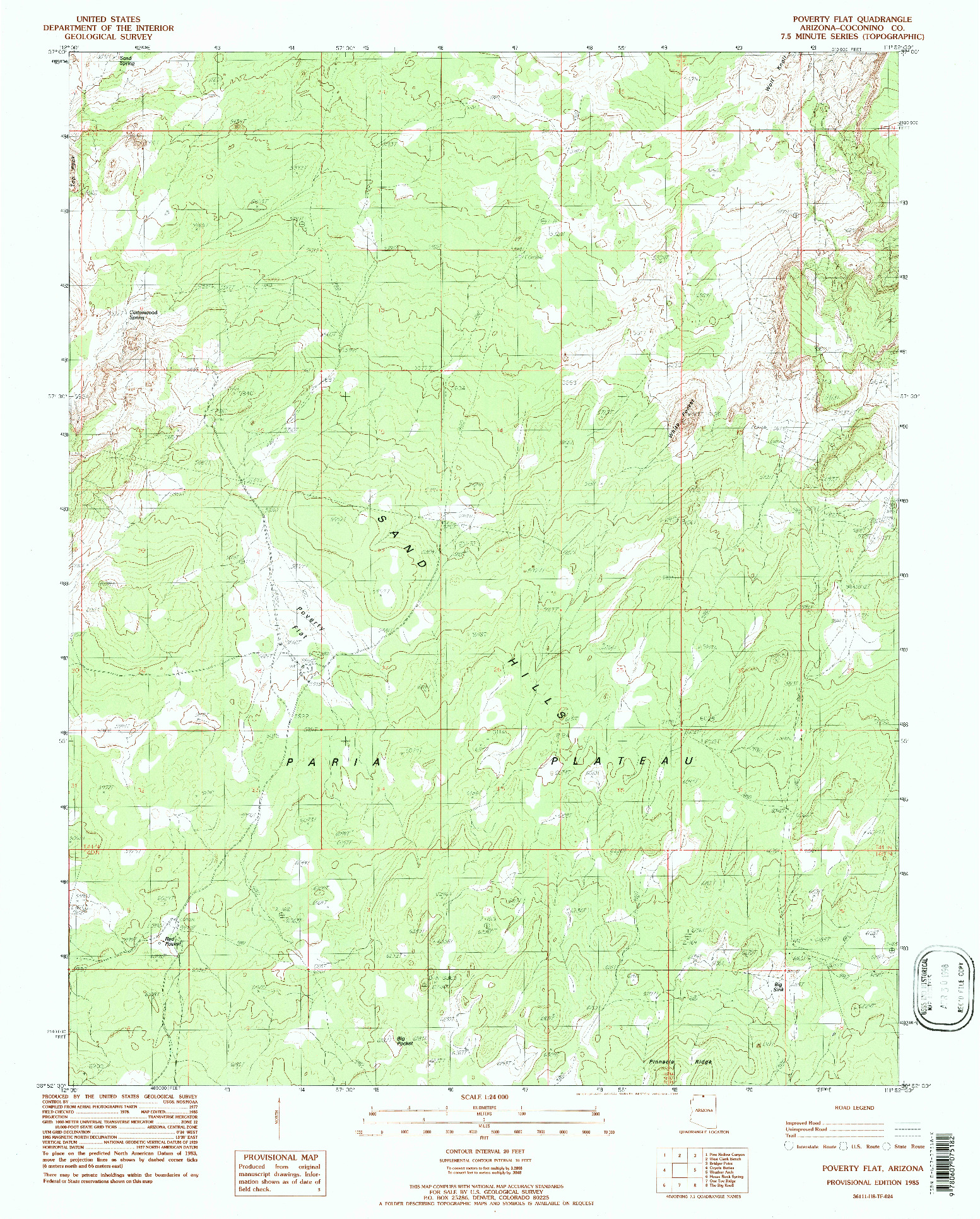 USGS 1:24000-SCALE QUADRANGLE FOR POVERTY FLAT, AZ 1985