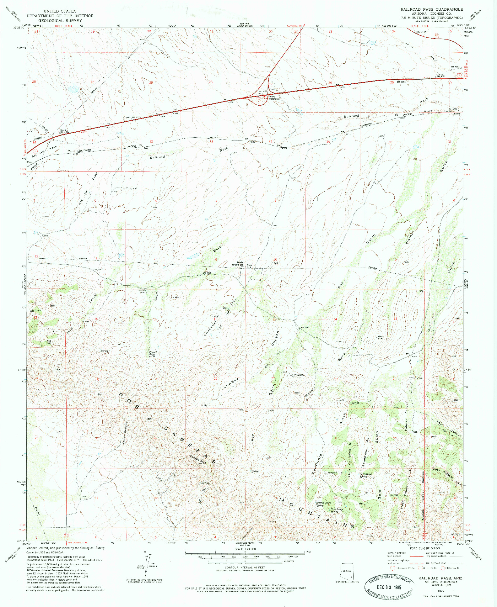 USGS 1:24000-SCALE QUADRANGLE FOR RAILROAD PASS, AZ 1979