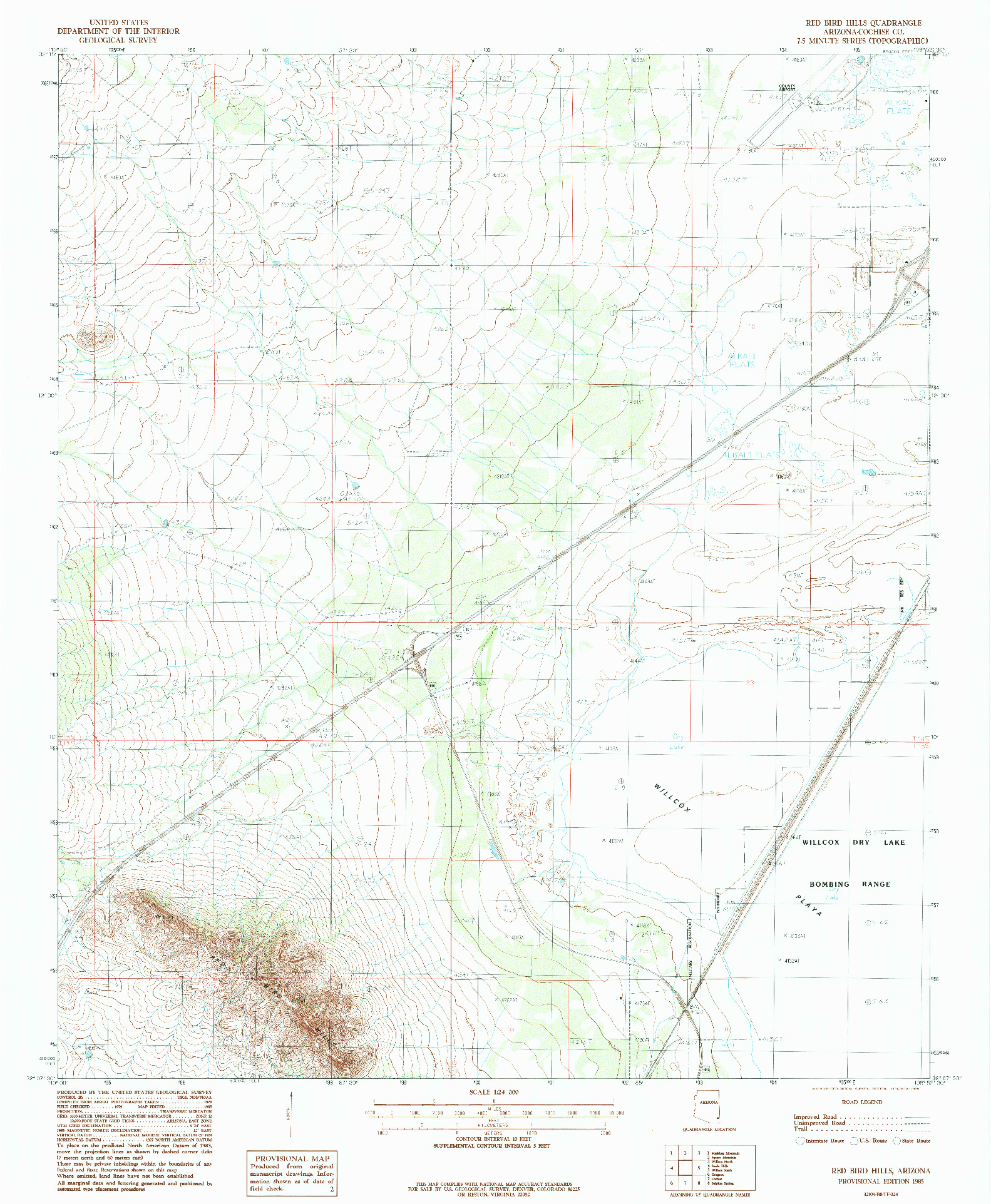 USGS 1:24000-SCALE QUADRANGLE FOR RED BIRD HILLS, AZ 1985