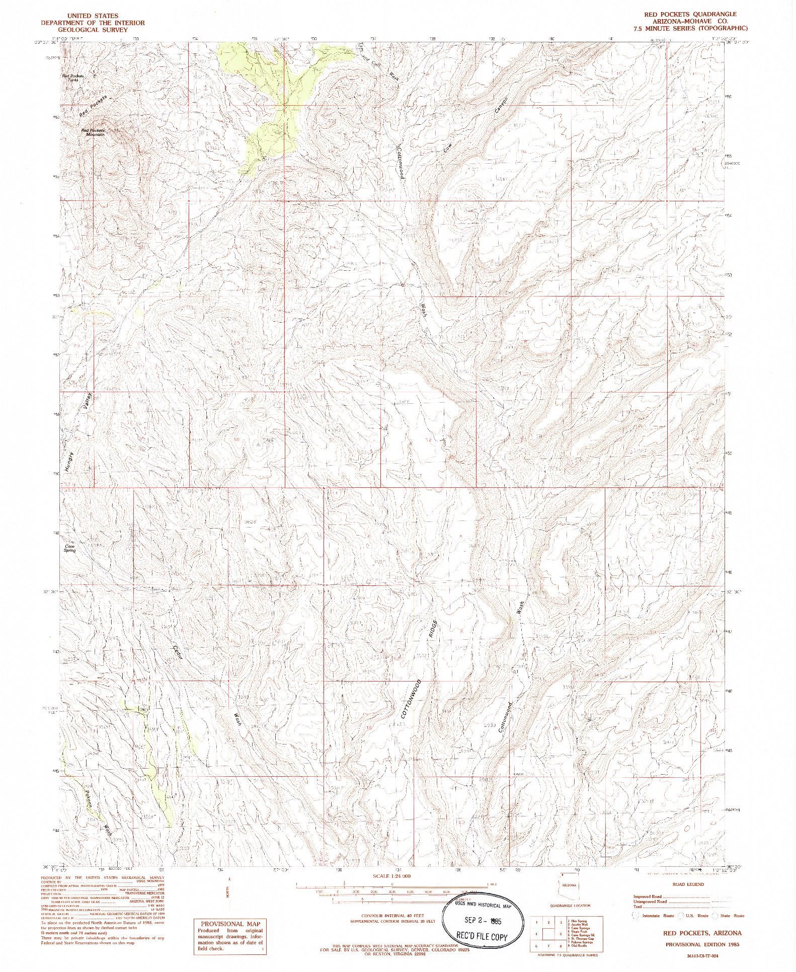 USGS 1:24000-SCALE QUADRANGLE FOR RED POCKETS, AZ 1985