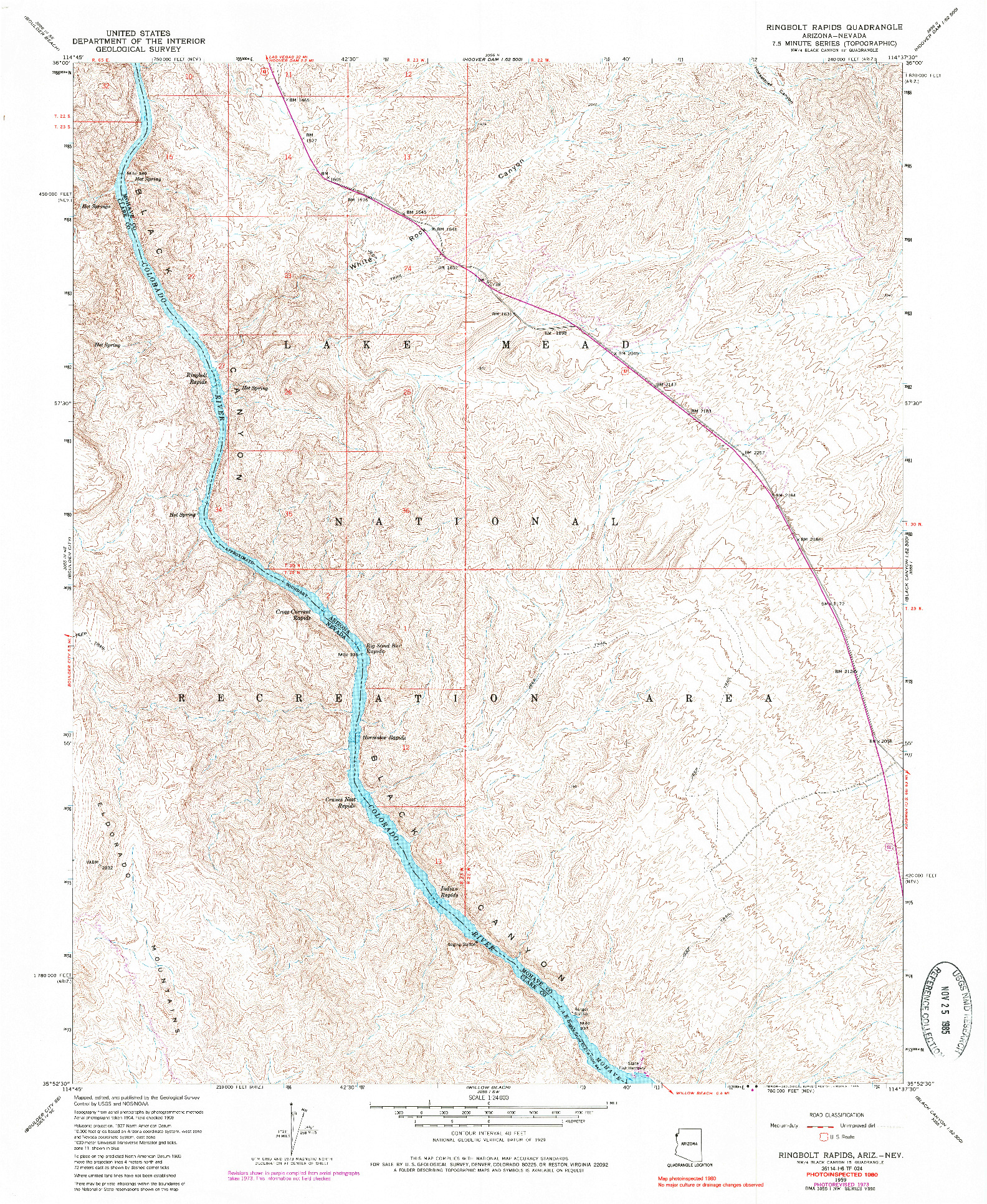 USGS 1:24000-SCALE QUADRANGLE FOR RINGBOLT RAPIDS, AZ 1959